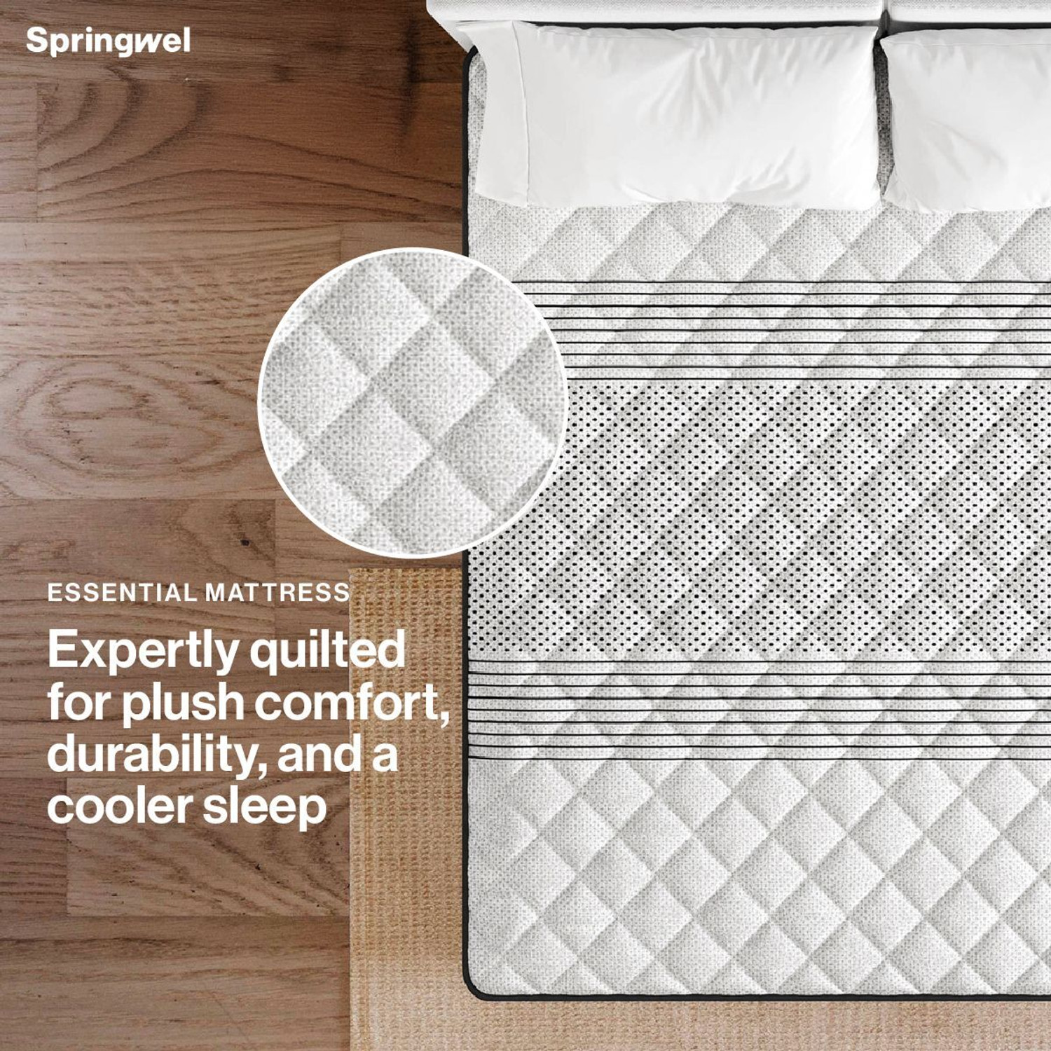 Image of SPRINGWEL Essential Medium Firm Quilted Mattress With Bamboo Charcoal Fabric 4 inch Single High Density (HD) Foam Mattress
