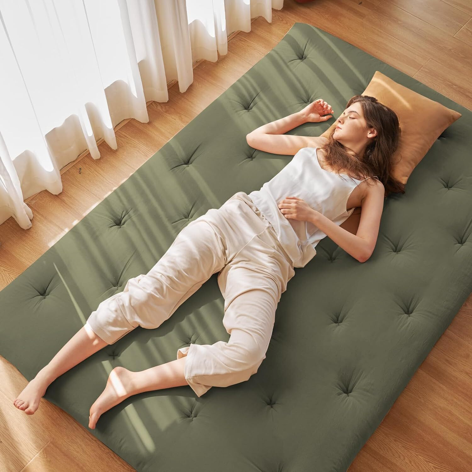 Image of MAXYOYO Cotton Bed Mattress Orthopedic Single Bed Cotton Floor Gadda 5 inch Single Cotton Mattress