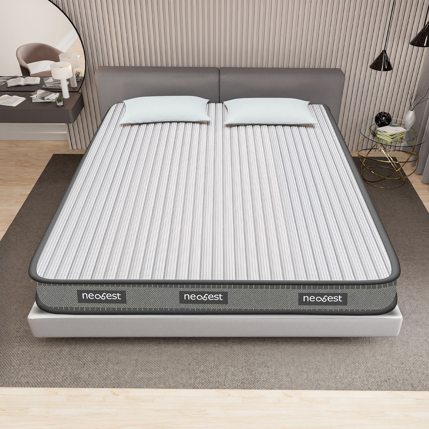 Image of Neobest Orthopedic| Dual Foam 3 Layers Hypoallergenic & Breathable Fabric| Tape Edge 6 inch King High Resilience (HR) Foam Mattress