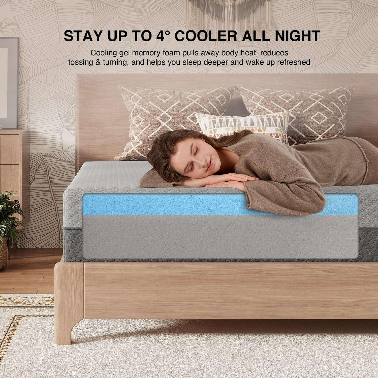 Image of Novilla ErgoFlip Reversible Mattress Dual Comfort, Cooling Gel Foam & Ortho Support 6 inch King PU Foam Mattress