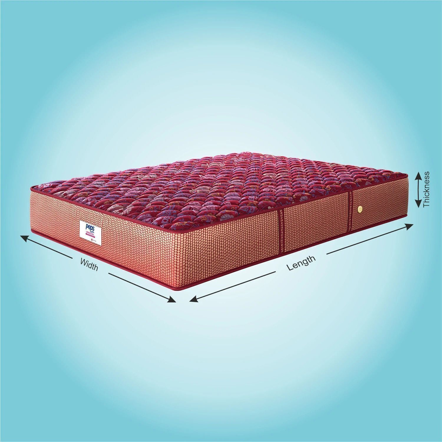 Image of PEPS Springkoil Durable PU Foam Quilt, Medium Firm Back Support, Dark Blue 10 inch King Bonnell Spring Mattress (L x W: 75 inch x 72 inch)
