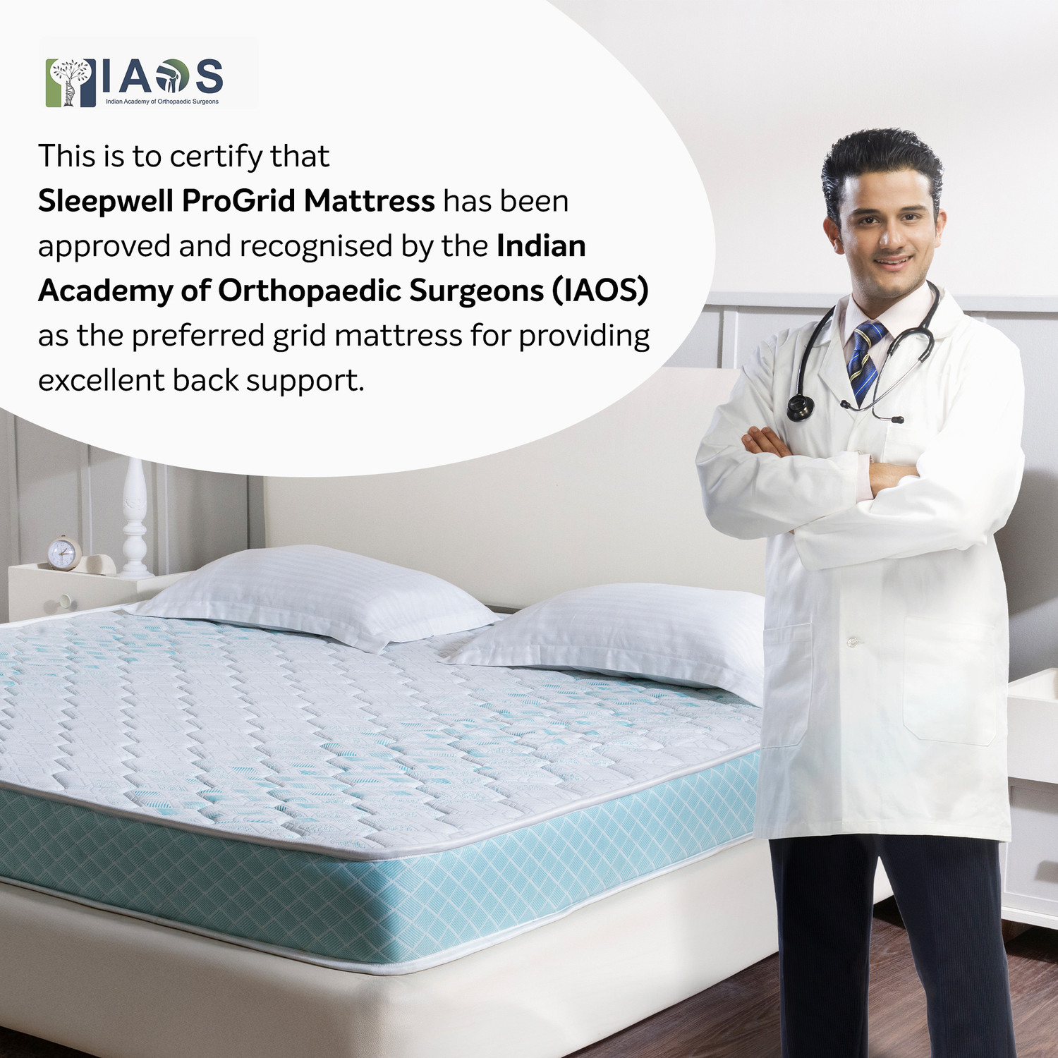 Image of Sleepwell ProGrid,Grid Tech, 3400+ air Channels,Double-Layered Quiltec Foam,Anti-Microbial 8 inch King High Resilience (HR) Foam Mattress