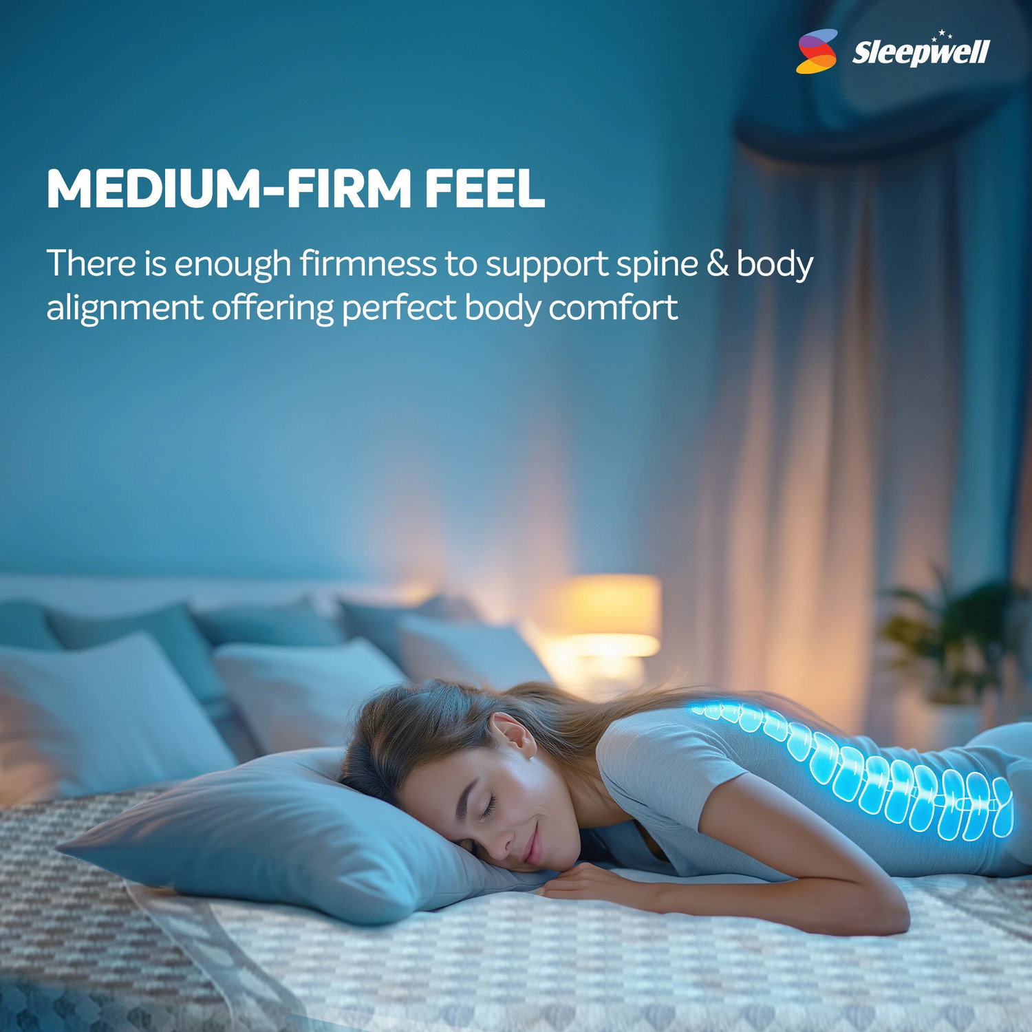 Image of Sleepwell Utsav Comfort, Quiltec Soft Top, Resitec Foam, Neem Anti-Microbial, Breathable 4 inch Queen High Resilience (HR) Foam Mattress