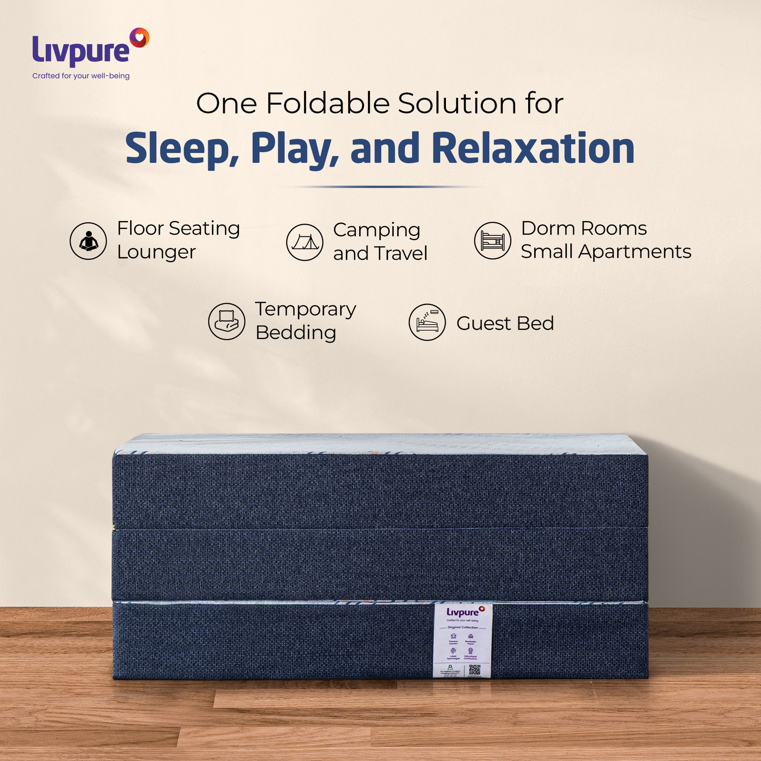 Image of Livpure Smart Tri Fold Mattress 3 inch Single Natural Latex Mattress