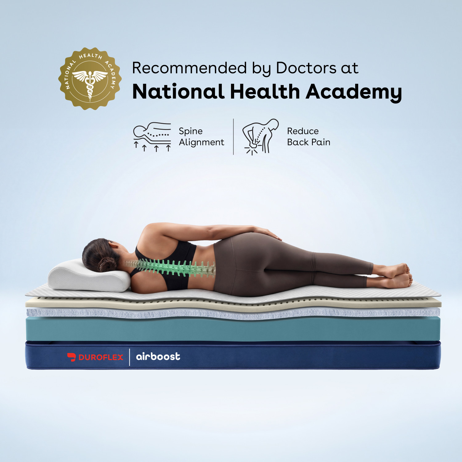 Image of Duroflex Duropedic Livein Airboost 2.8, Medium Firm Orthopedic 8 inch Single High Density (HD) Foam Mattress