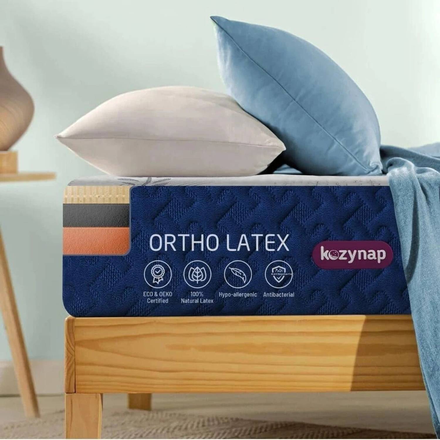 Kozynap Natural Latex Ortho Hybrid Latex Foam Mattress Back Relief High GSM Knitted 10 inch Single High Density (HD) Foam Mattress