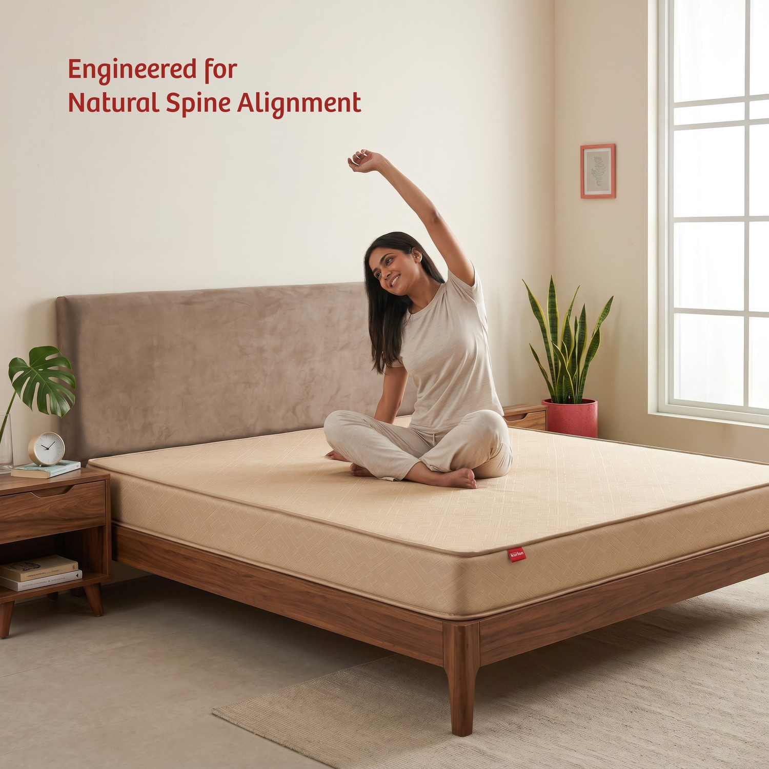 Image of KURLON Orthopedic, Medium Firm, Spine Support, Soft Knitted Fabric, 10 Yr Warranty, 6 inch King High Resilience (HR) Foam Mattress