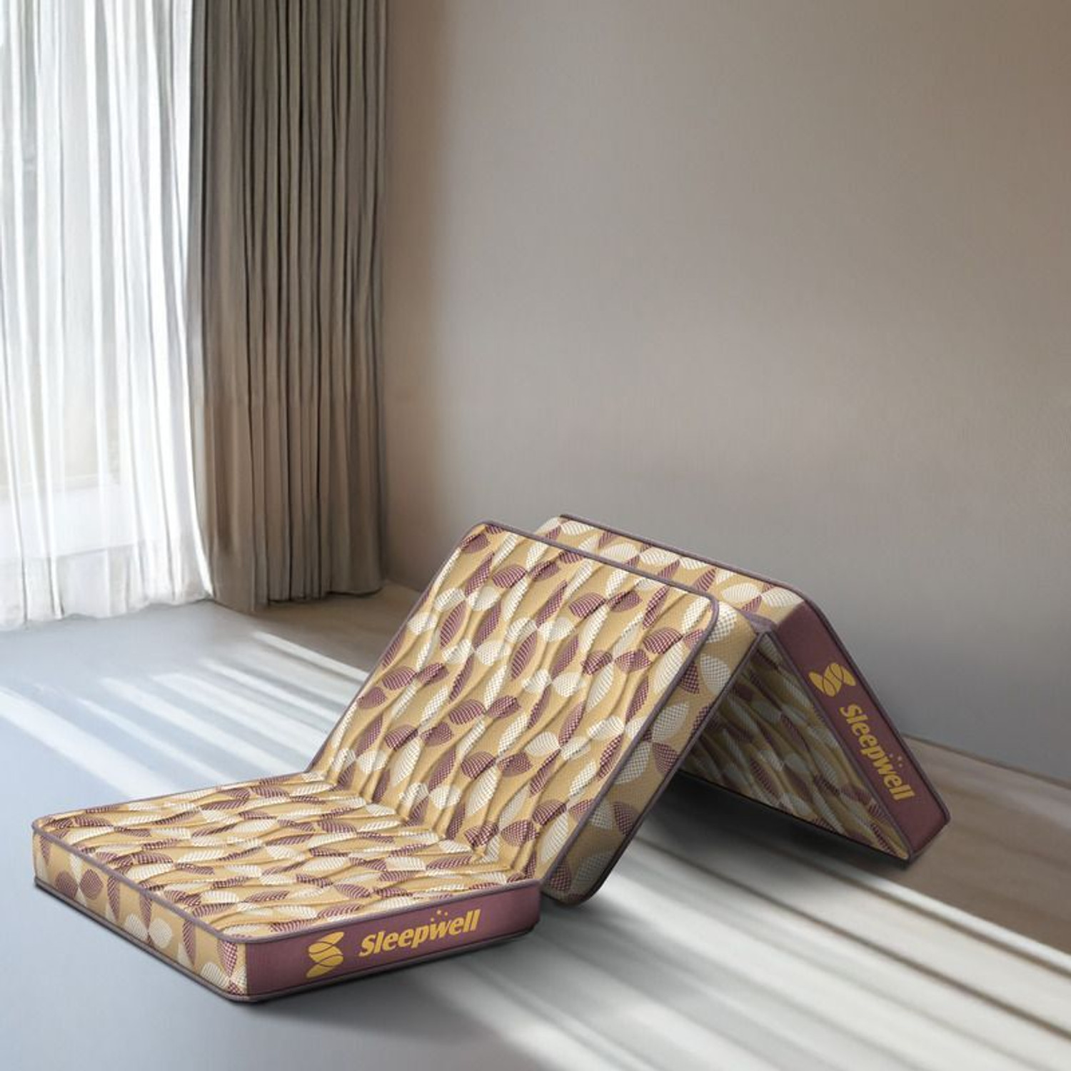 Image of Sleepwell Tarang-Foldable Mattress / Tri-fold /Budget friendly,Medium firm Mattress 3 inch Single PU Foam Mattress