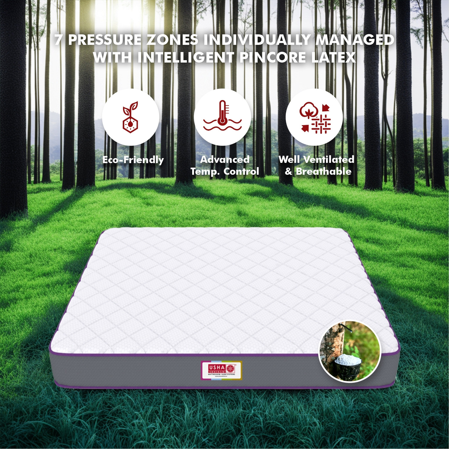Image of USHA SHRIRAM 7-Zone With Posture Contour Tech. 6 inch King Latex Foam Mattress