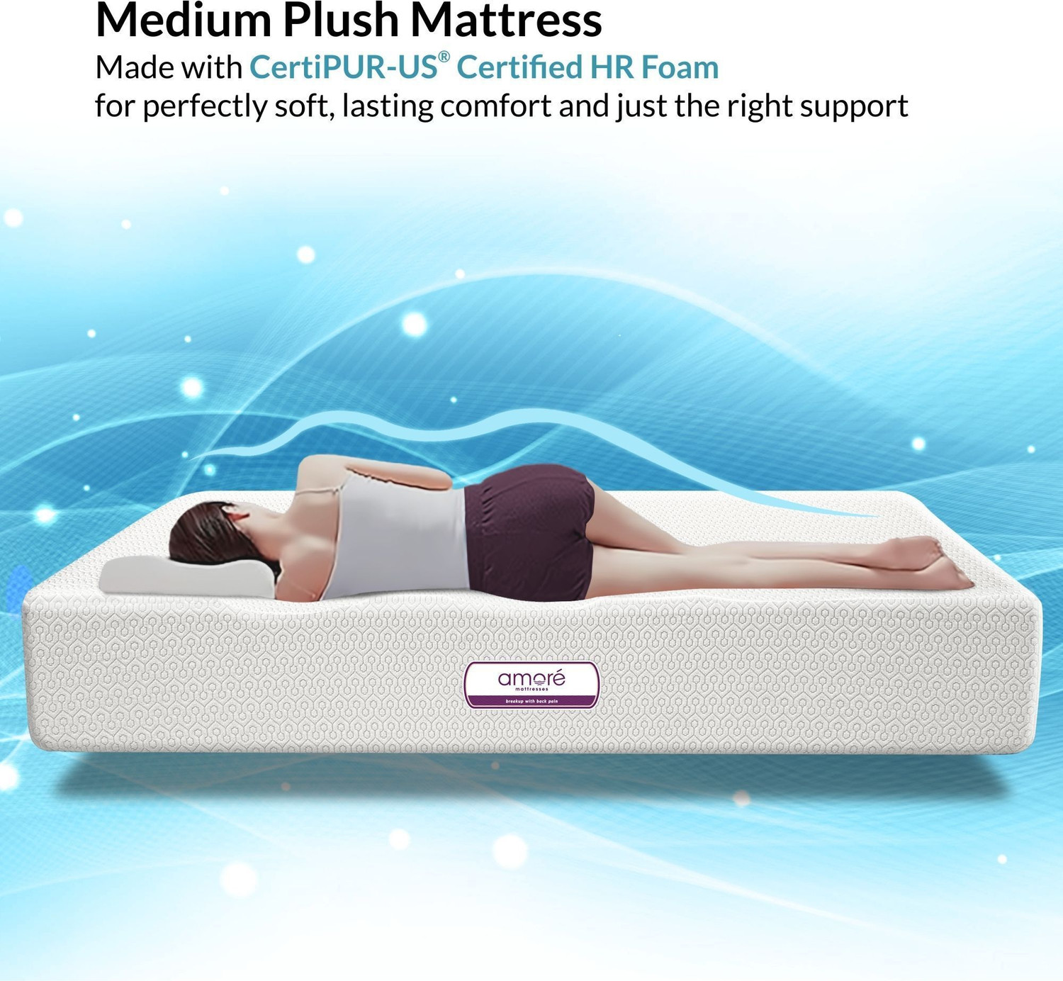 Image of Amore International Amore Essential Orthopedic CertiPUR-US Certified | CertiGuard Technology 8 inch Double High Resilience (HR) Foam Mattress