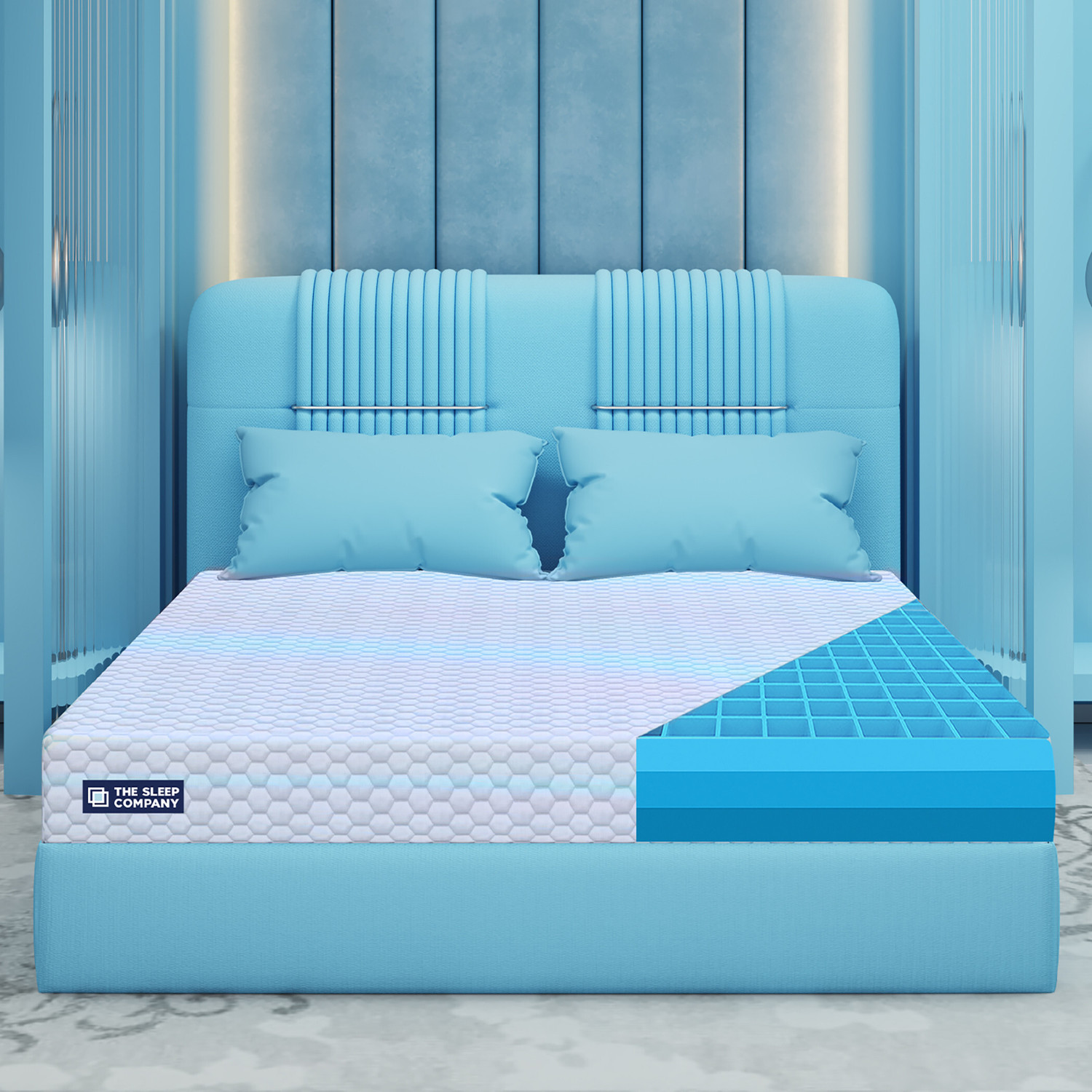 Image of The Sleep Company SmartGRID Ortho SnowTec- AIHA Certified 4-6 Degree Cooling Technology| 5 inch King High Density (HD) Foam Mattress