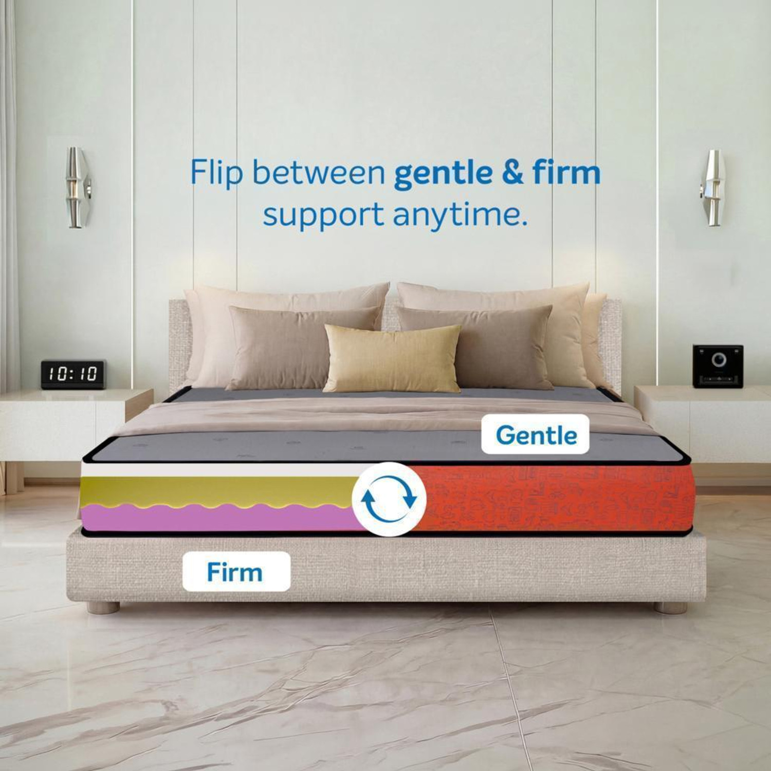 Image of Sleepwell Dual Pro, Medium Soft & Firm, Enhanced Airflow, Anti-Microbial, 10 Yr Warranty, 8 inch Single High Resilience (HR) Foam Mattress