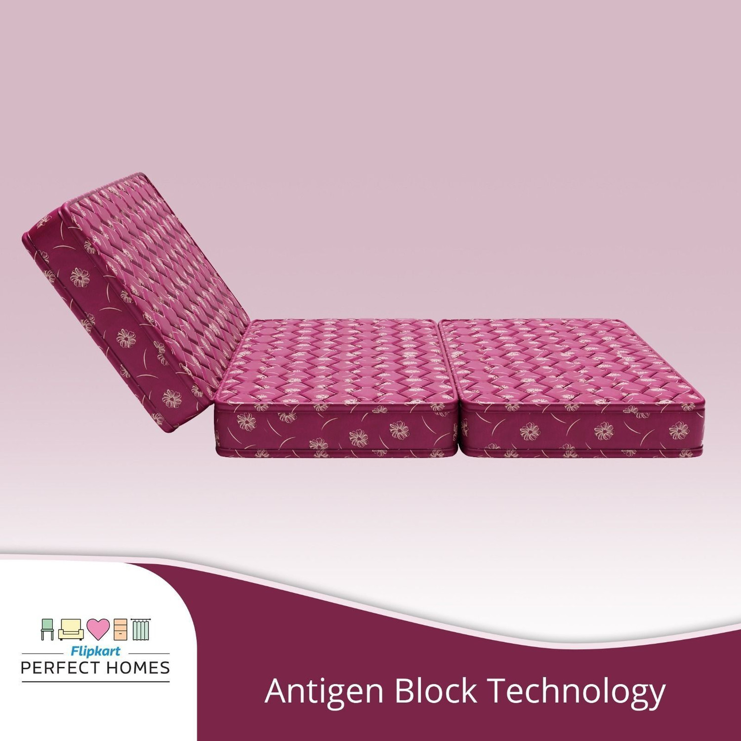 Image of Flipkart Perfect Homes Rise - Three Folding /Travel Mattress 4 inch Single PU Foam Mattress