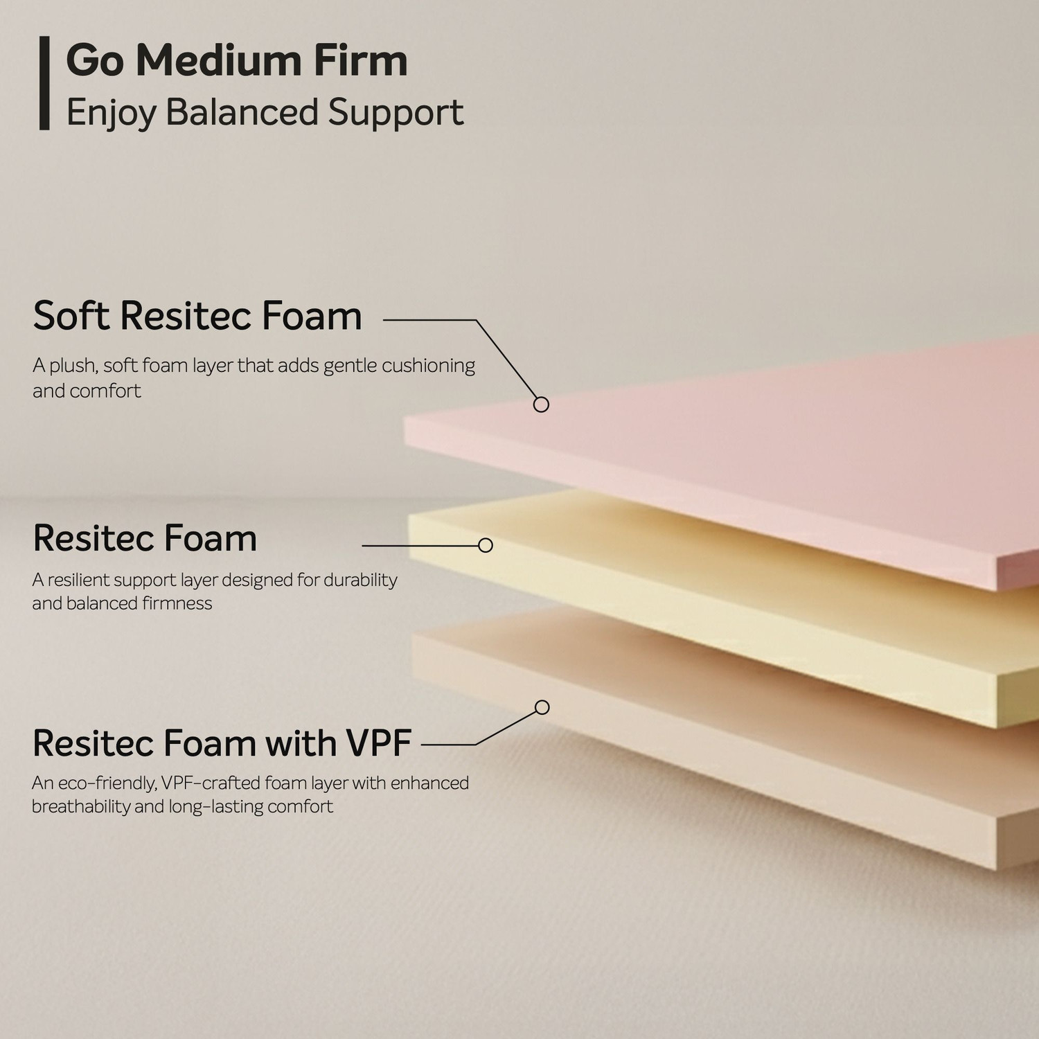 Image of Sleepwell MyMattress, Balanced Comfort, Medium Firm, Resitec Foam, Neem Anti Microbial 6 inch Queen High Resilience (HR) Foam Mattress