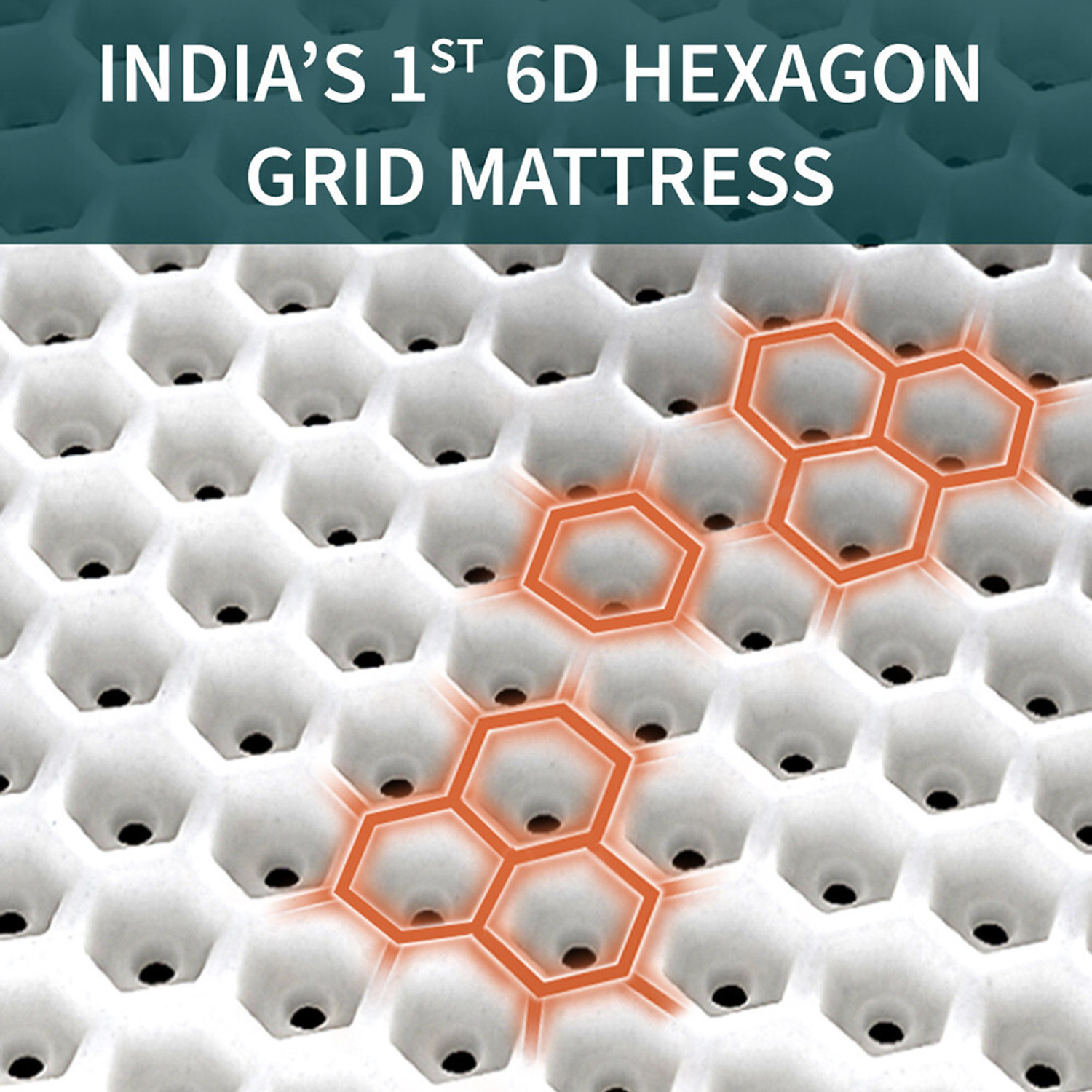 Image of Sleepyhead Technic Hybrid Designed by Duroflex - 3 Zone 6D Hexagon Grid, 3K+ Air Pockets 8 inch Single Pocket Spring Mattress