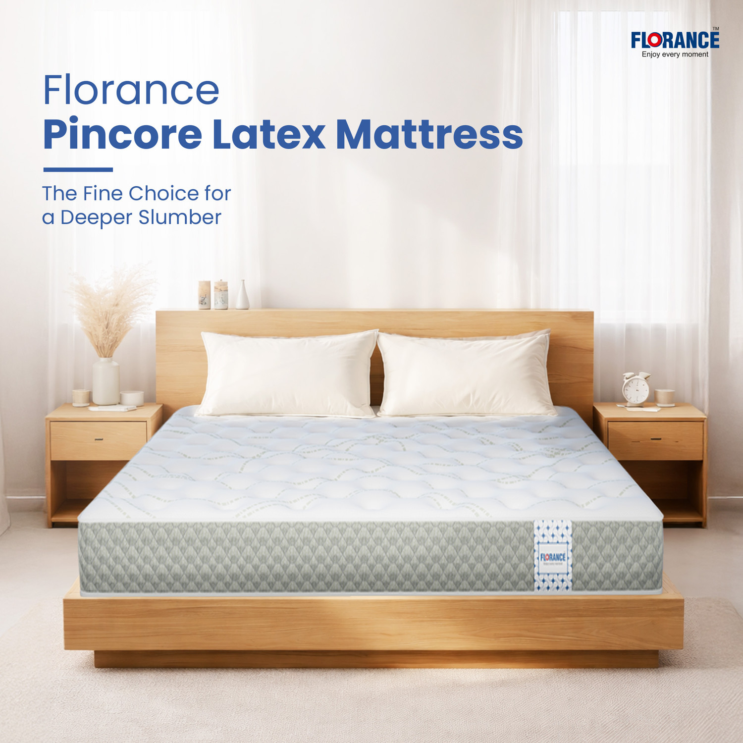 Image of Florance Hybrid Latex Mattress, 7-Zone Pressure Relief, Medium Firm, 5-Layer 8 inch Single High Resilience (HR) Foam Mattress