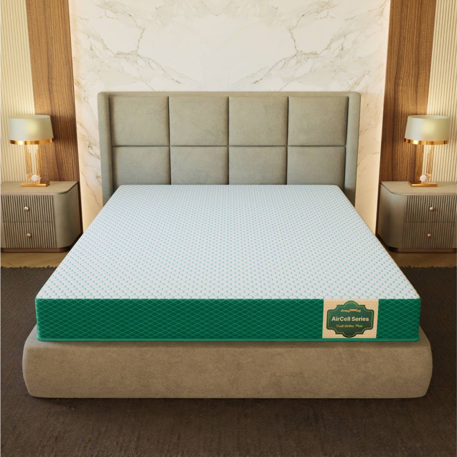 SleepyHug AirCell Series Dual Ortho Reversible Orthopedic 2-layer Honeycomb Grid Foam 6 inch King High Resilience (HR) Foam Mattress