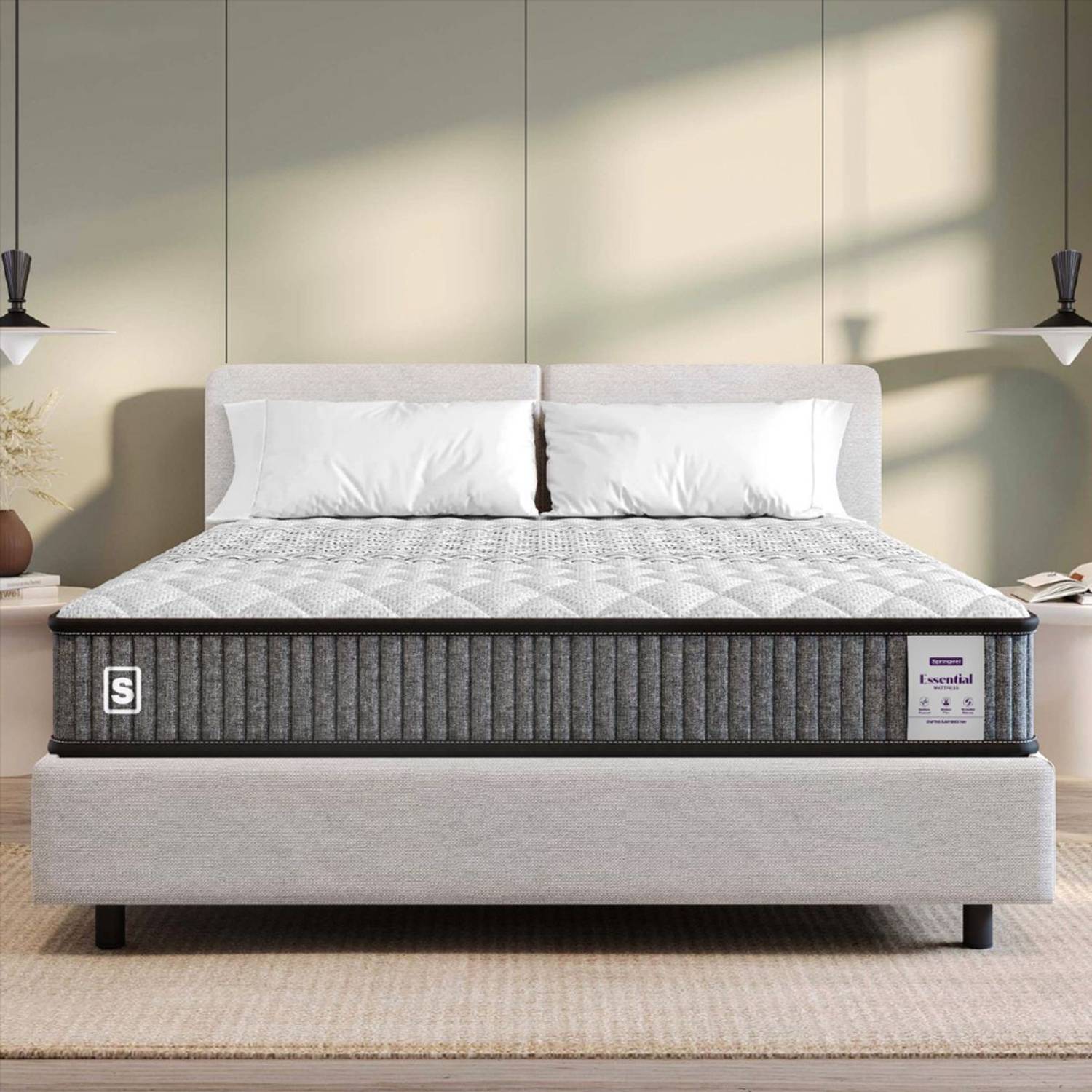SPRINGWEL Essential Medium Firm Quilted Mattress With Bamboo Charcoal Fabric 5 inch Single High Density (HD) Foam Mattress