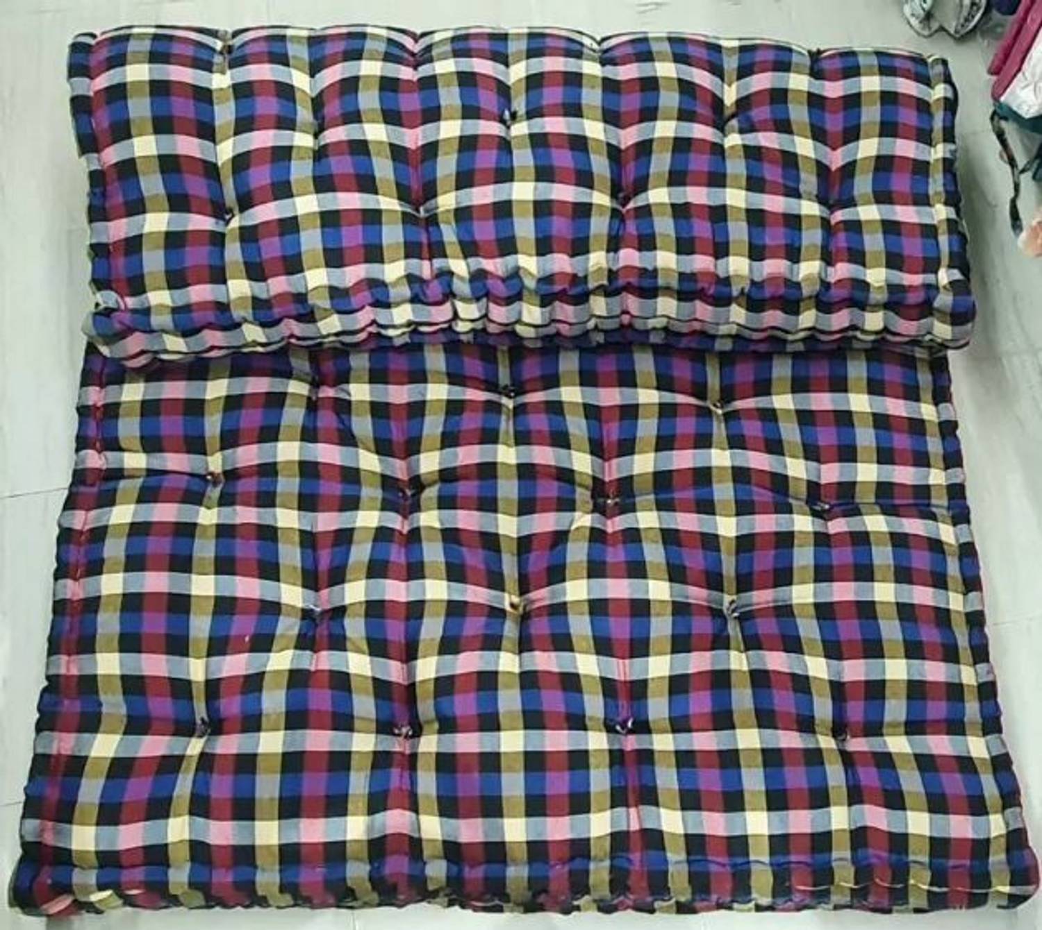 Anand Textile Soft Cotton Multicolour 6X5ft Mattress / Gadda 6 inch Queen Cotton Mattress