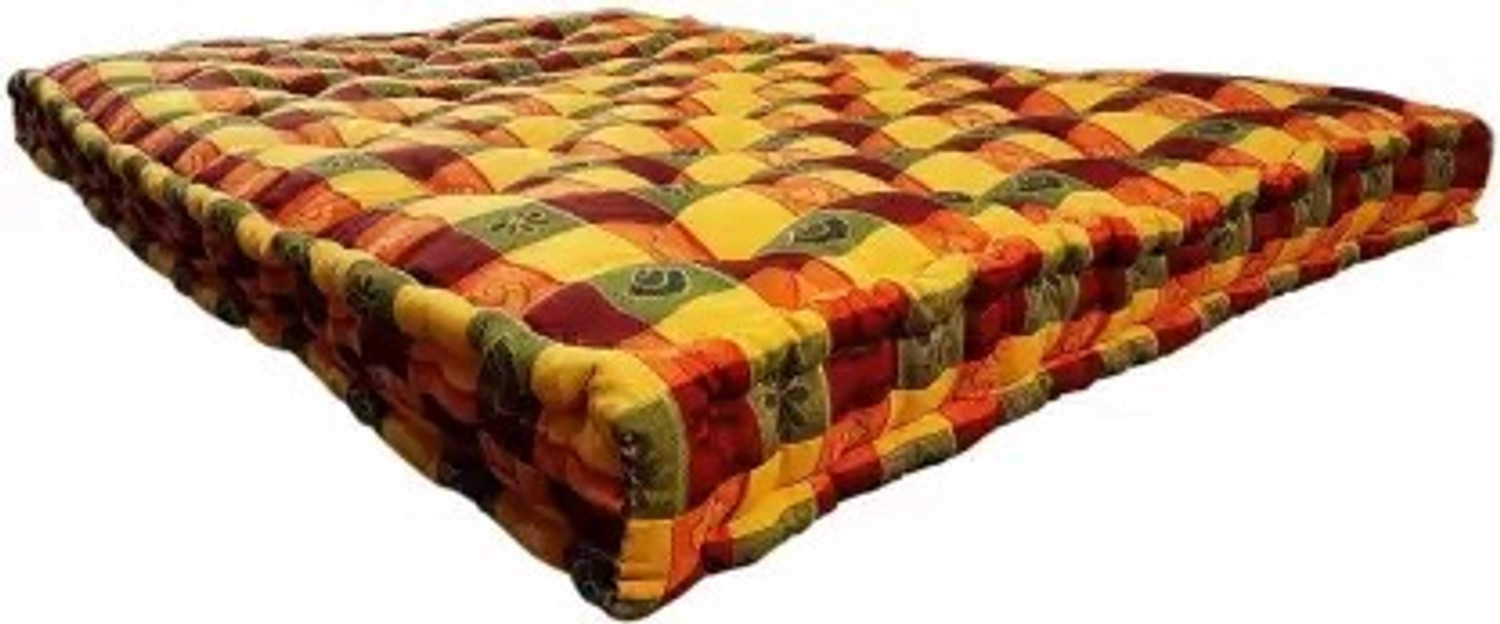 Image of BLISSFUL HANDLOOM Soft Multicolour 6X6ft / Gadda 5 inch King Cotton Mattress