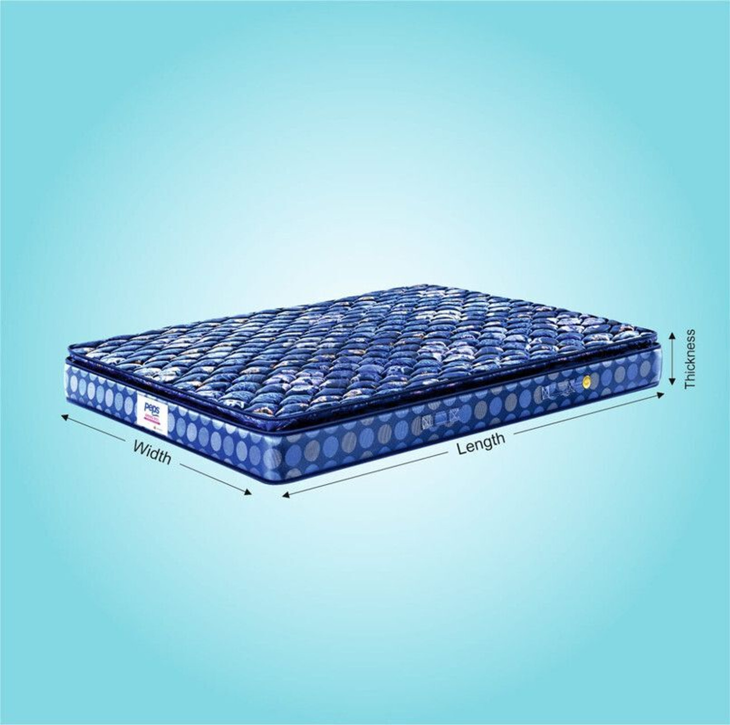 Image of PEPS Springkoil Durable PU Foam Quilt, Medium Firm Back Support, Dark Blue 8 inch Single Bonnell Spring Mattress