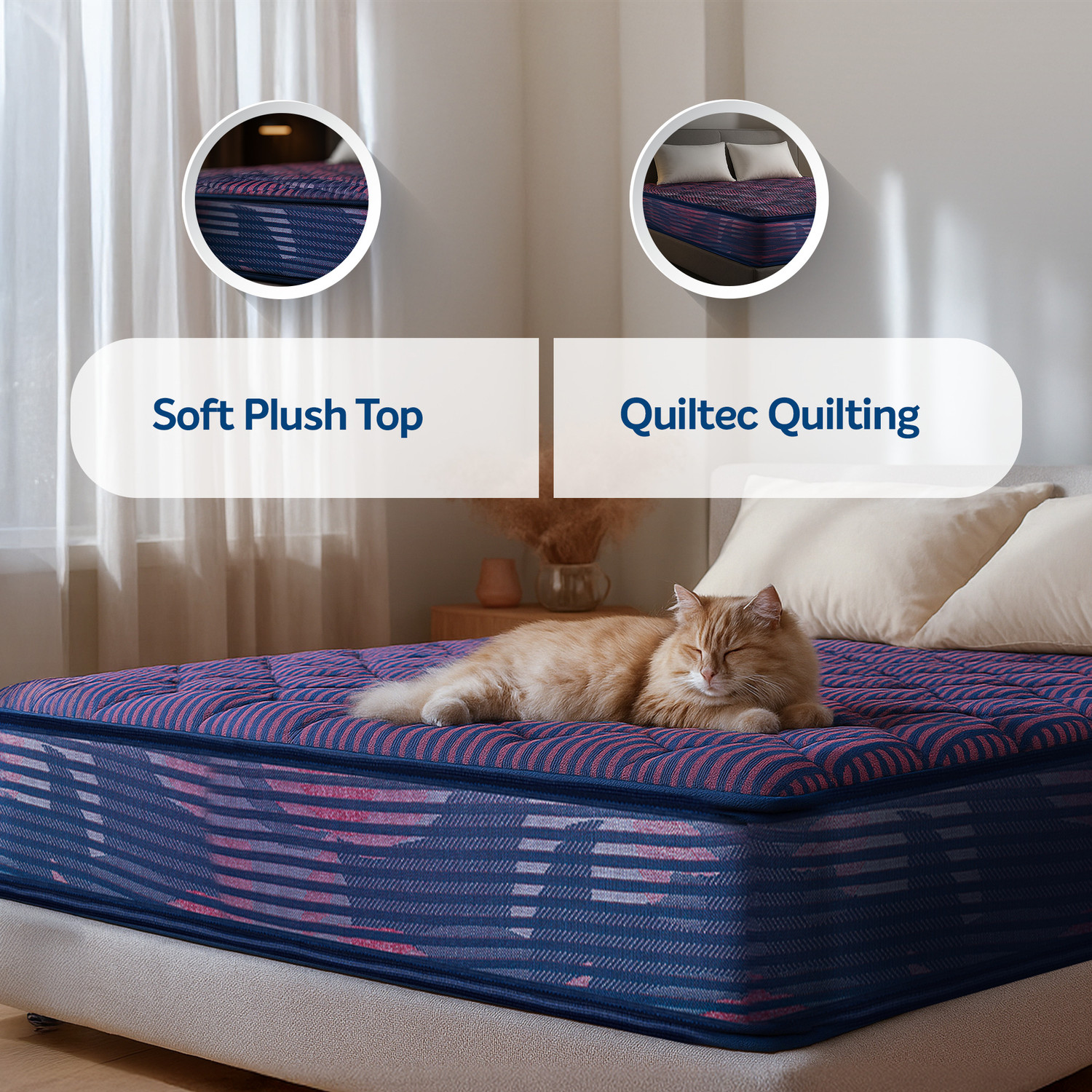 Image of Sleepwell Champ Classic Ortho, Back Support, Triple Quilted Plush Top, Anti-Microbial, 4 inch Double Bonded Foam Mattress