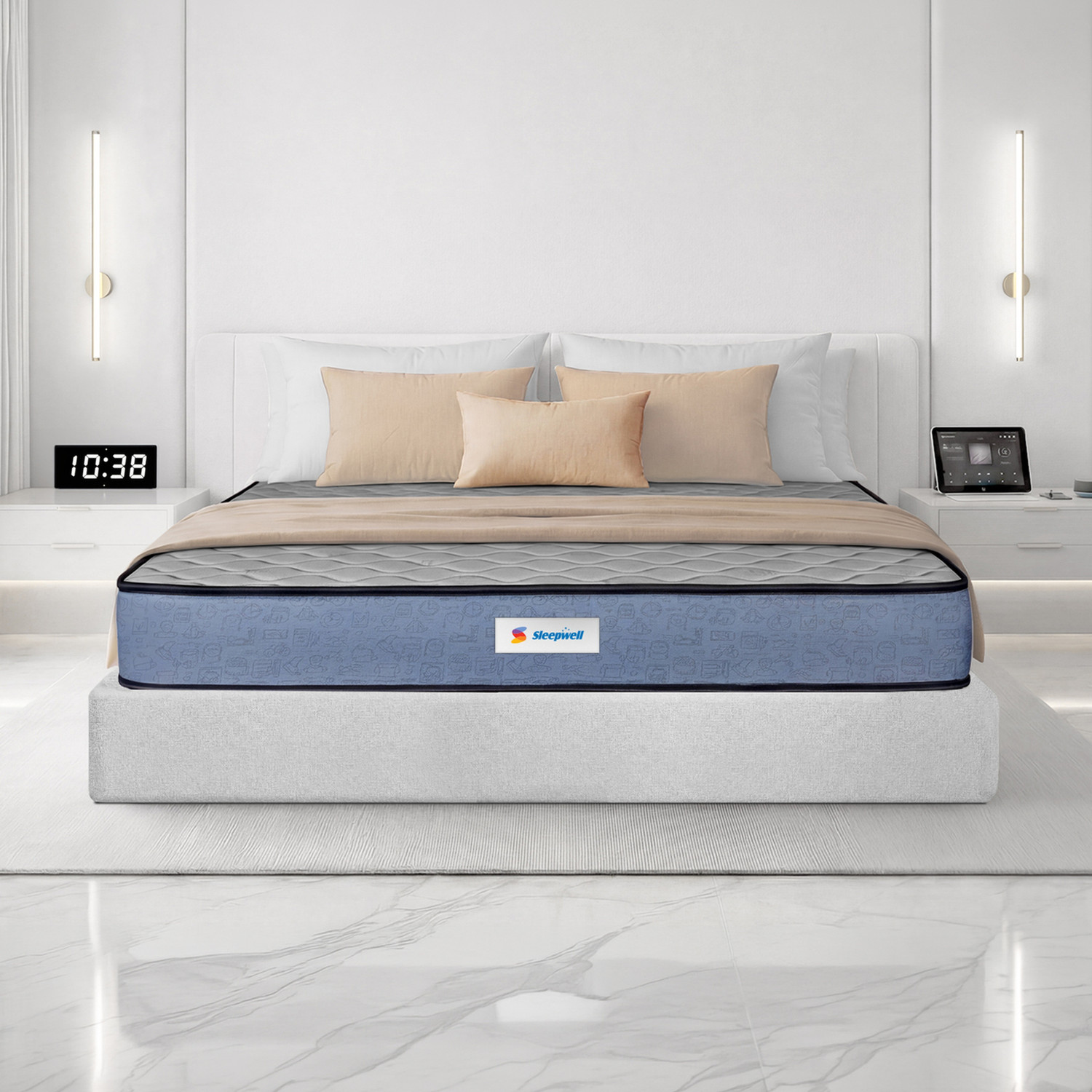 Image of Sleepwell Ortho Genius Grid, Medium Firm, Anti-Mite, Anti-Microbial, 10 Yr Warranty, 8 inch King High Density (HD) Foam Mattress
