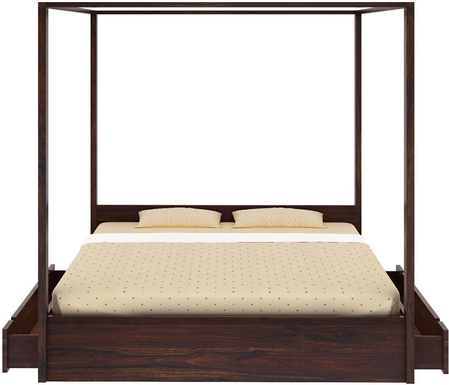 Image of WOODENJOY Sheesham Wood King Bed With Drawers Storage /Wooden Bed With Storage For Home Solid Wood King Drawer Bed, 210.82 cm x 190.5 cm (6.92 ft x 6.25 ft) (Finish Color - Walnut finish, Delivery Condition - DIY(Do-It-Yourself))