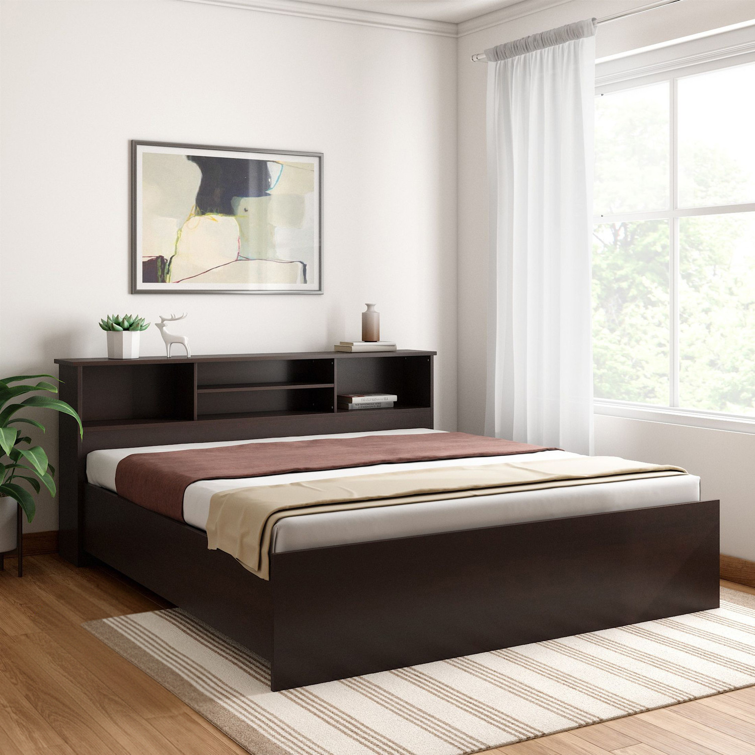 Image of Crystal Furnitech Skyler Engineered Wood King Bed, 223.5 cm x 190 cm (7.33 ft x 6.23 ft)
