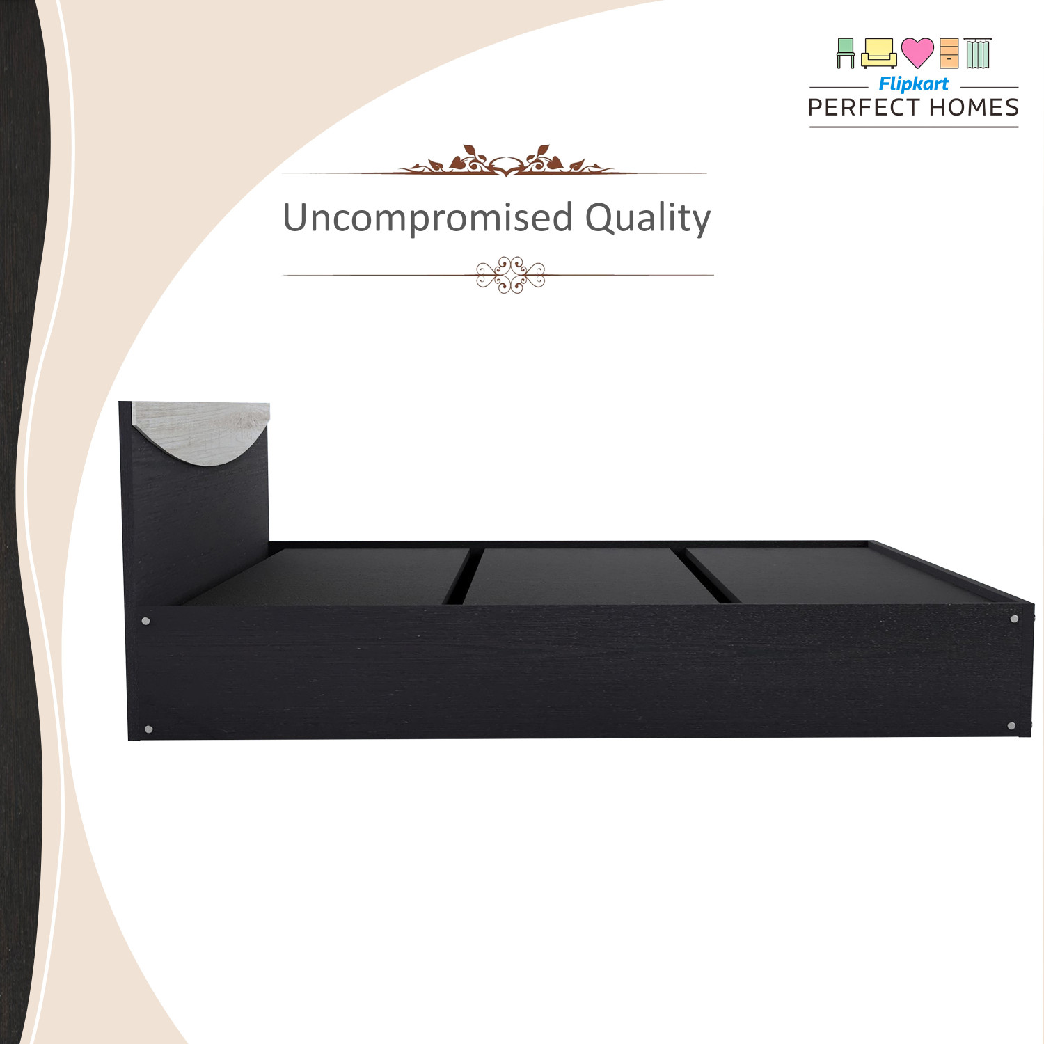 Image of Flipkart Perfect Homes Carol Engineered Wood Queen Bed, 203.5 cm x 159.5 cm (6.68 ft x 5.23 ft)