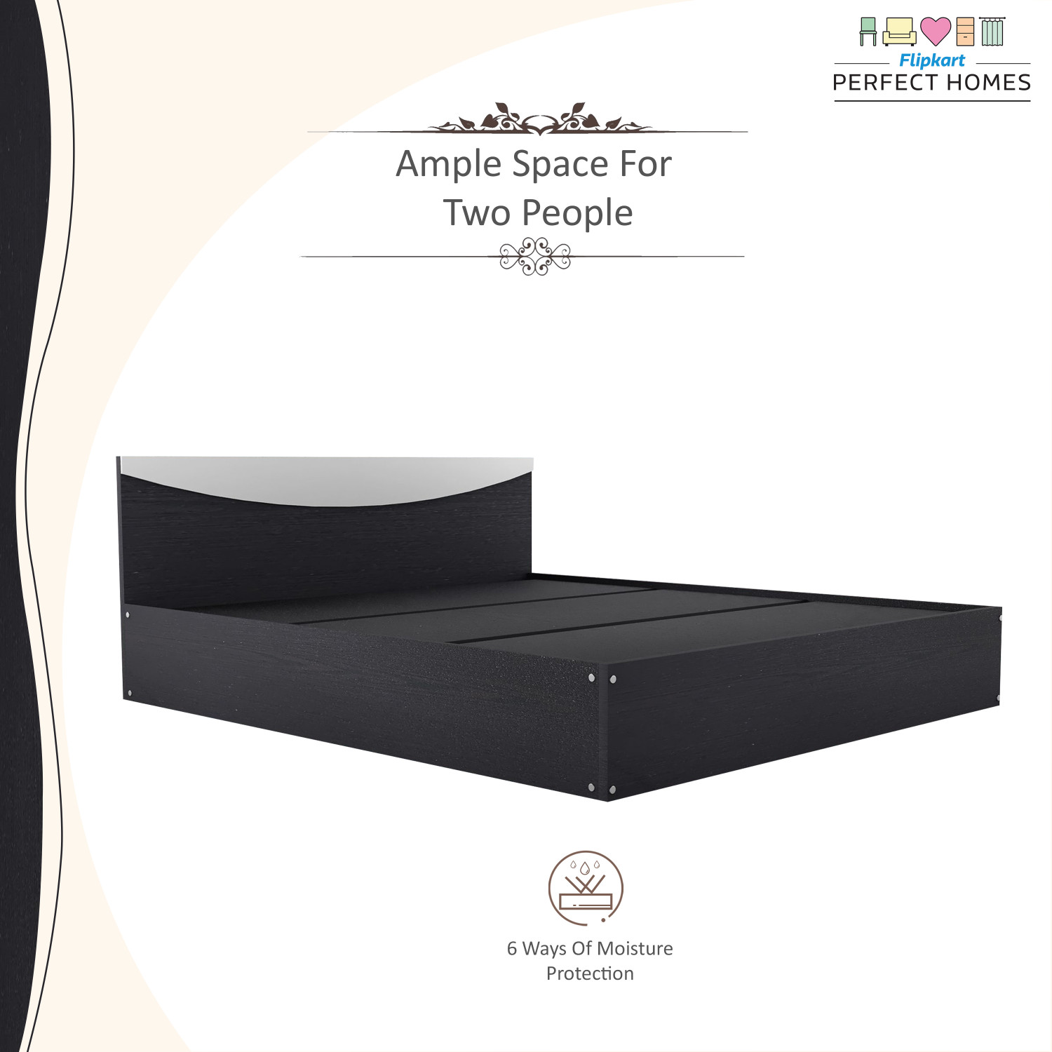 Image of Flipkart Perfect Homes Carol Engineered Wood Queen Bed, 203.5 cm x 159.5 cm (6.68 ft x 5.23 ft)