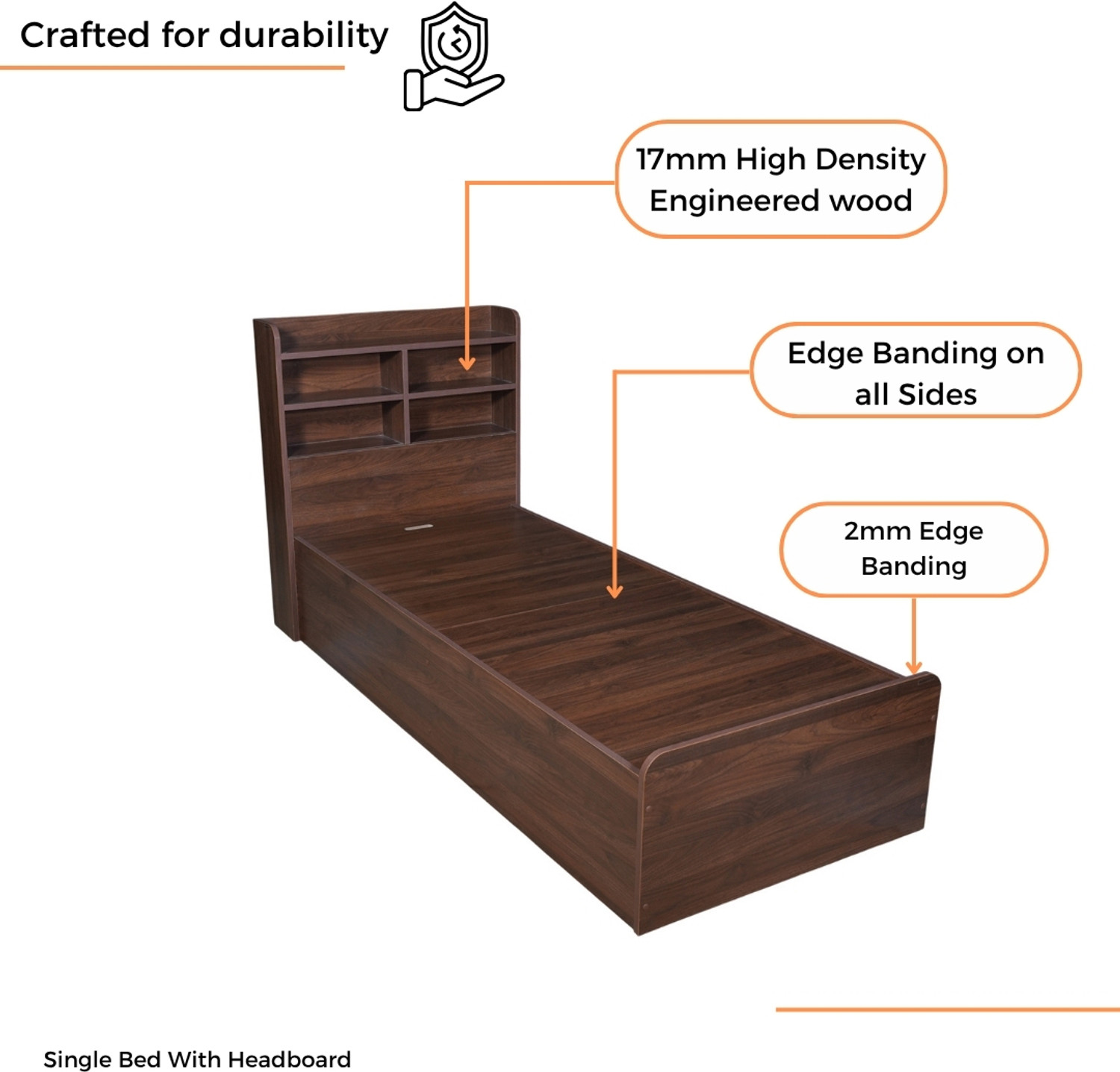 Image of GUDSMITH BSC16P Engineered Wood Single Box Bed, 204 cm x 85 cm (6.69 ft x 2.79 ft)