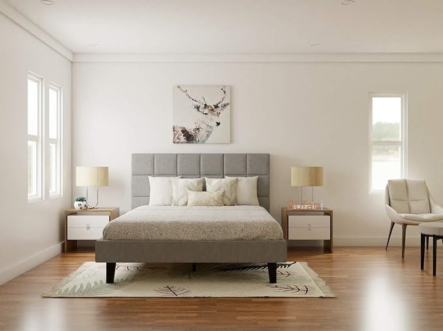 Image of Flipkart Perfect Homes Rich look Queen Upholstered Platform Bed for Bedroom , Kids Bedroom Engineered Wood Queen Bed, 205 cm x 157 cm (6.73 ft x 5.15 ft)