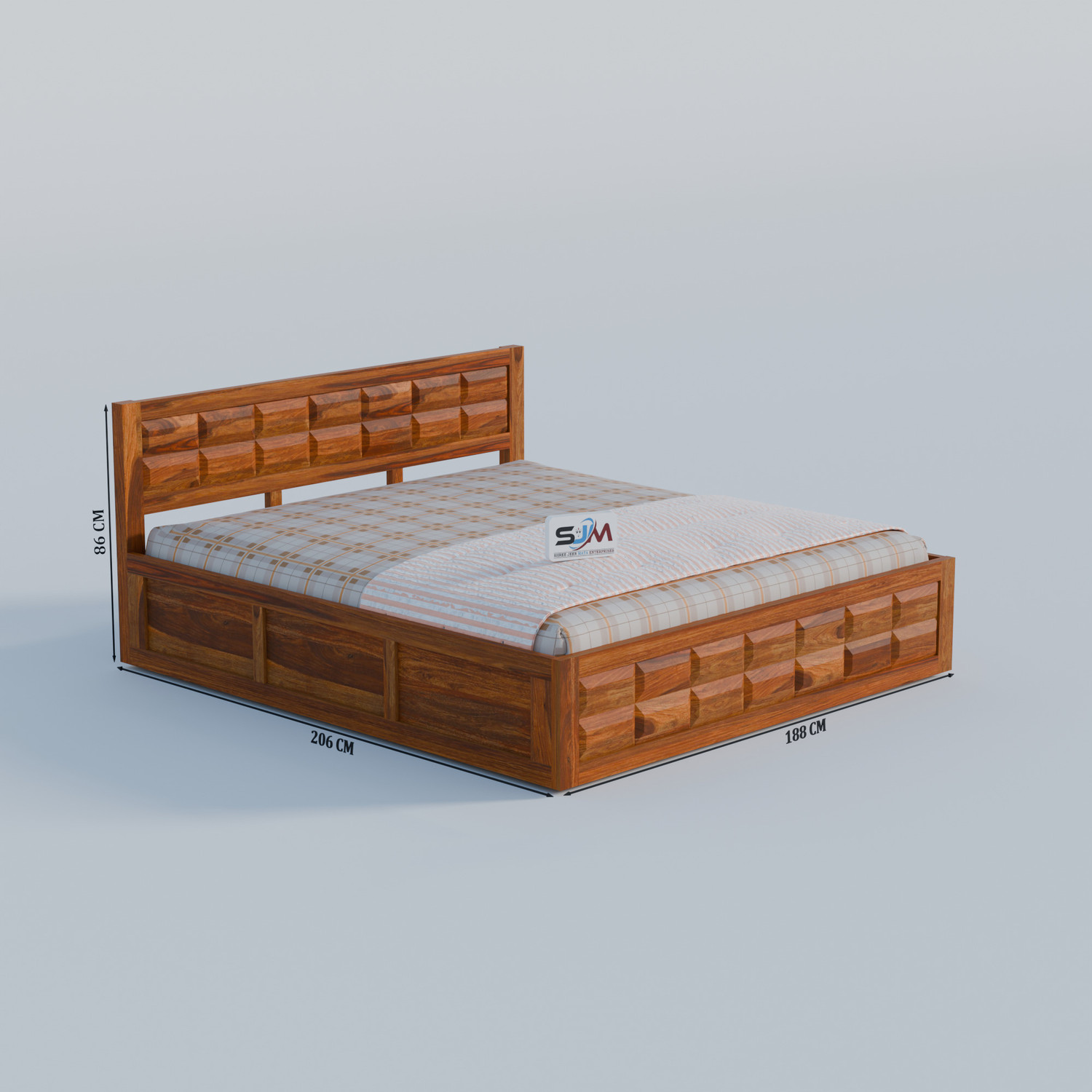 Image of Shree Jeen Mata Enterprises EVO Edition Box Storage Bed /Sheesham Wood King Bed For Bedroom /Hotel /Living Room Solid Wood King Box Bed, 205.74 cm x 187.96 cm (6.75 ft x 6.17 ft)