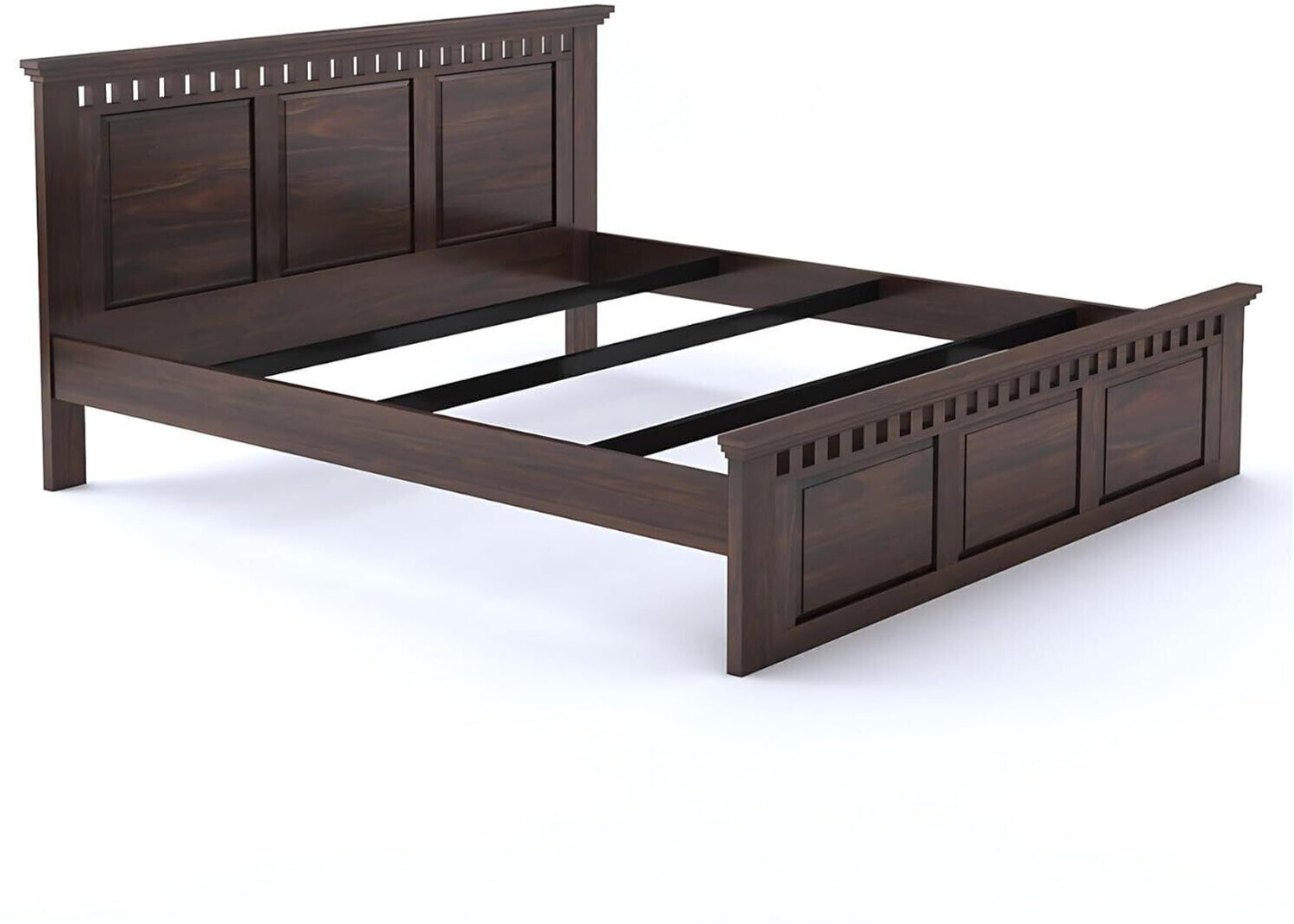 Image of SONA ART & CRAFTS Kuber Sheesham Wood Queen Size Bed Without Storage Solid Wood Queen Bed, 208 cm x 160 cm (6.82 ft x 5.25 ft)