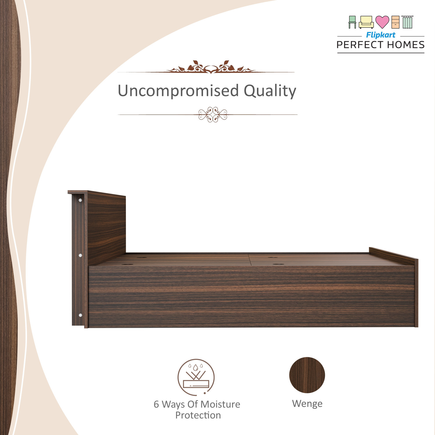 Image of Flipkart Perfect Homes Elysian Engineered Wood Queen Box Bed, 159 cm x 203.8 cm (5.22 ft x 6.69 ft)