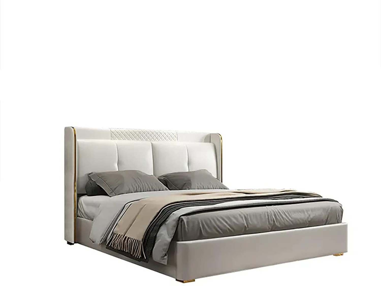 Image of Wakeup India Alderglen Upholstered Bed | Leatherette Fabric Bed with Storage Engineered Wood King Box Bed, 213.36 cm x 193.04 cm (7.0 ft x 6.33 ft)