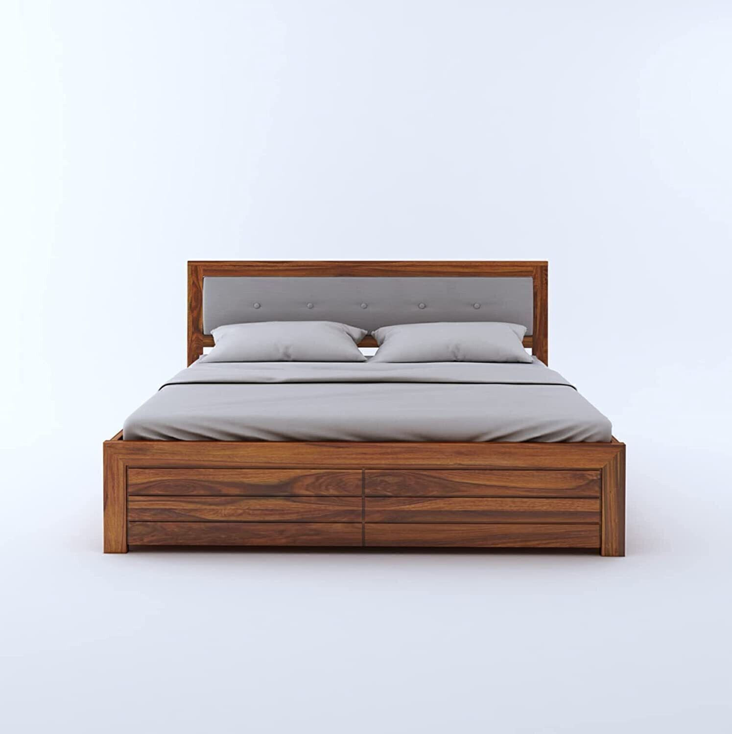 Image of Ganpati Arts Euro Sheesham Wood Bed /Cot With Hydraulic Storage | Solid Wood Queen Hydraulic Bed, 188 cm x 193 cm (6.17 ft x 6.33 ft)
