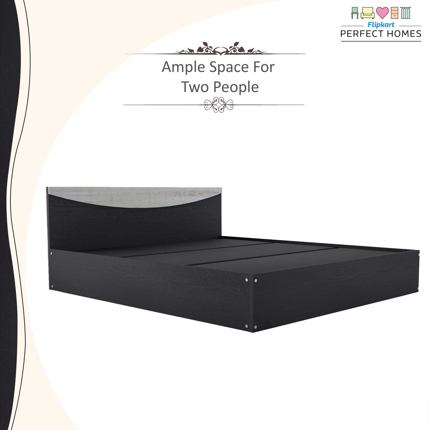 Image of Flipkart Perfect Homes Carol Engineered Wood King Bed, 203.5 cm x 190 cm (6.68 ft x 6.23 ft)