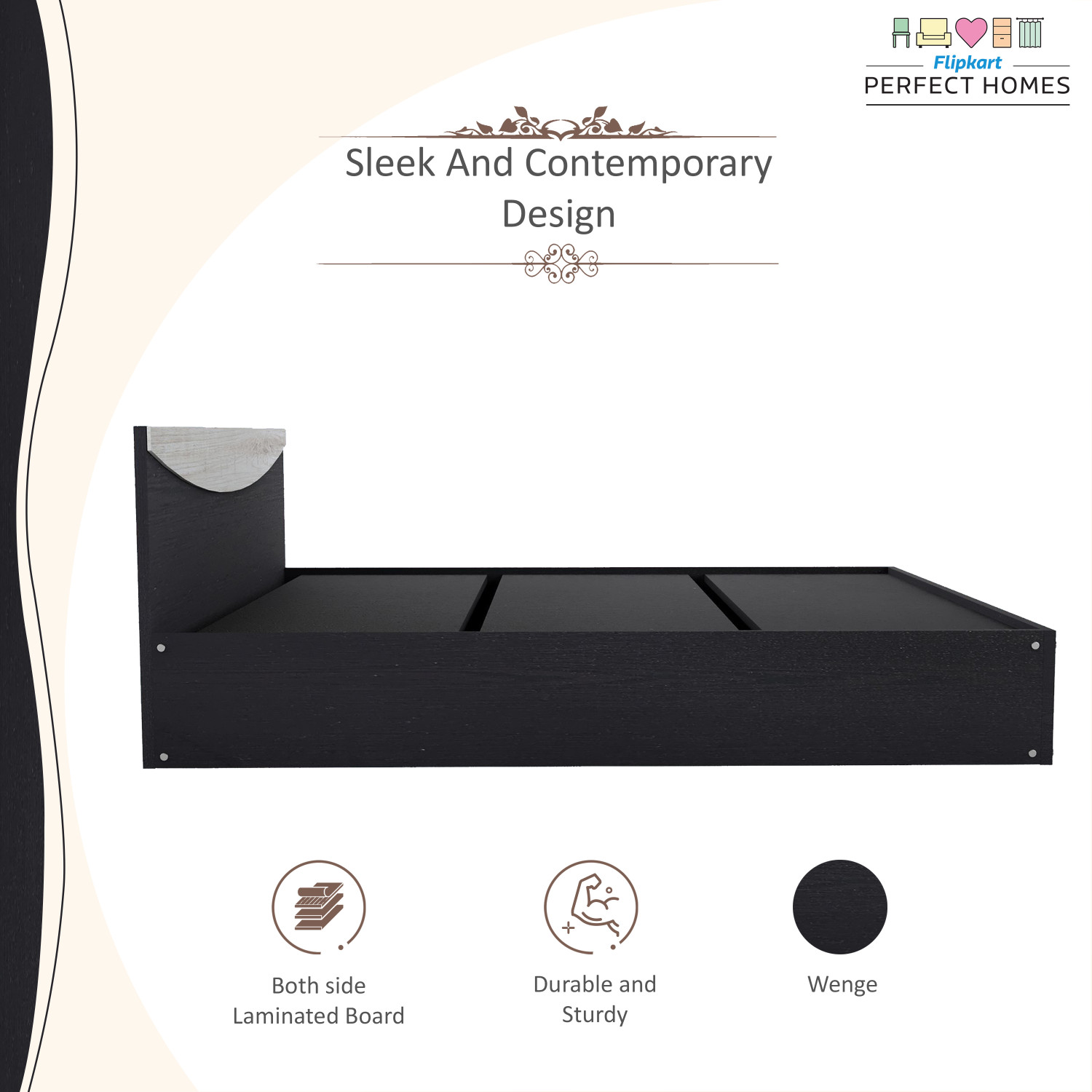 Image of Flipkart Perfect Homes Carol Engineered Wood King Bed, 203.5 cm x 190 cm (6.68 ft x 6.23 ft)