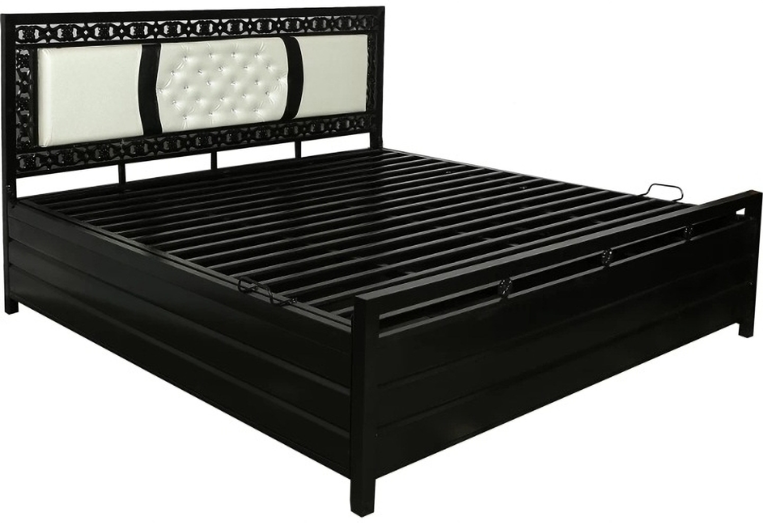 Image of SoftSoul Furniture Metal Queen Hydraulic Bed, 187 cm x 152 cm (6.14 ft x 4.99 ft)