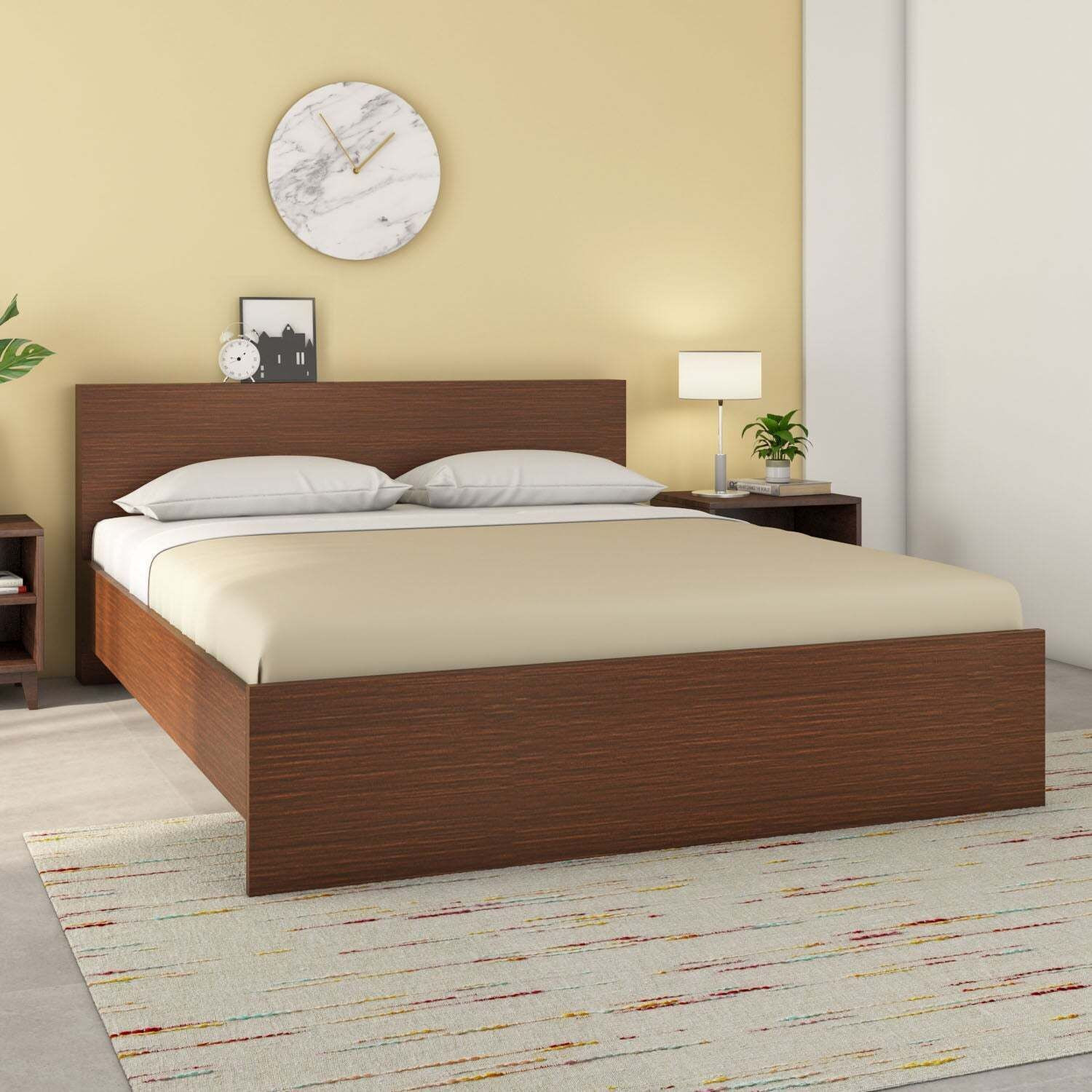 Image of Nilkamal Arthur Plus Engineered Wood Queen Bed, 211.5 cm x 158 cm (6.94 ft x 5.18 ft)