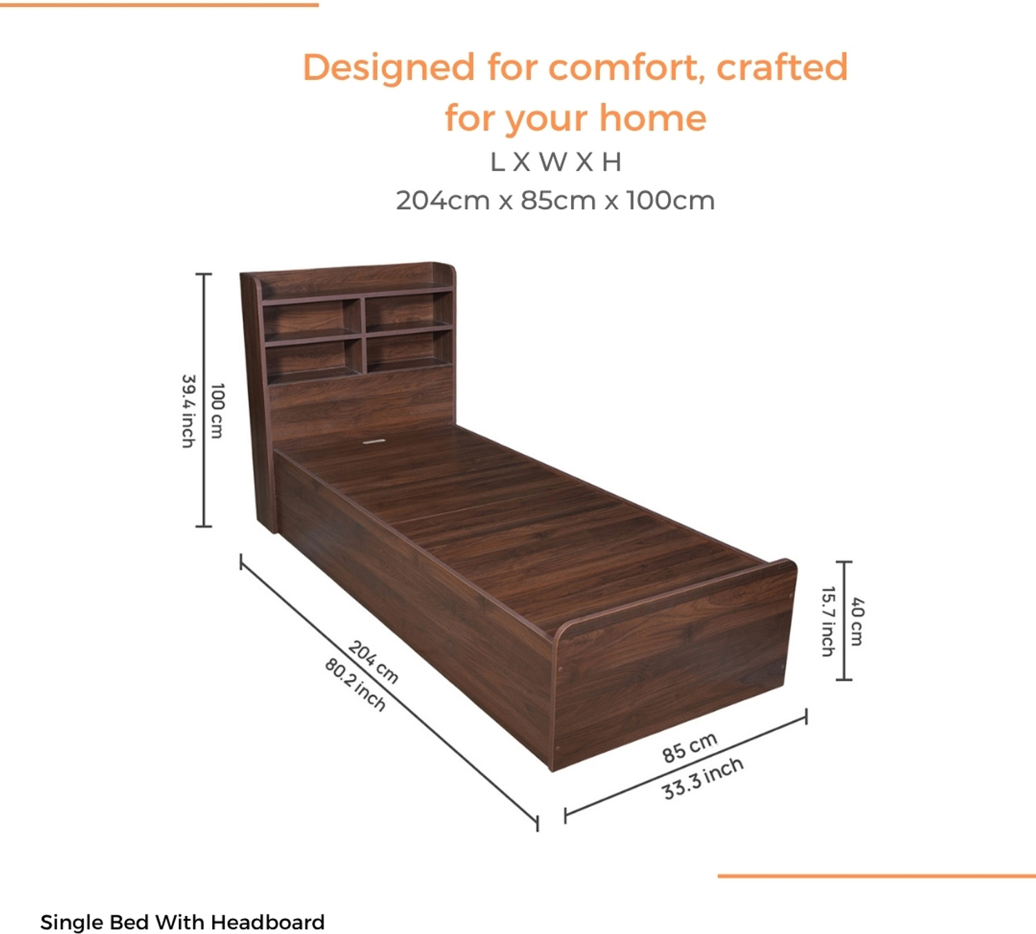 Image of GUDSMITH BSC16P Engineered Wood Single Box Bed, 204 cm x 85 cm (6.69 ft x 2.79 ft)