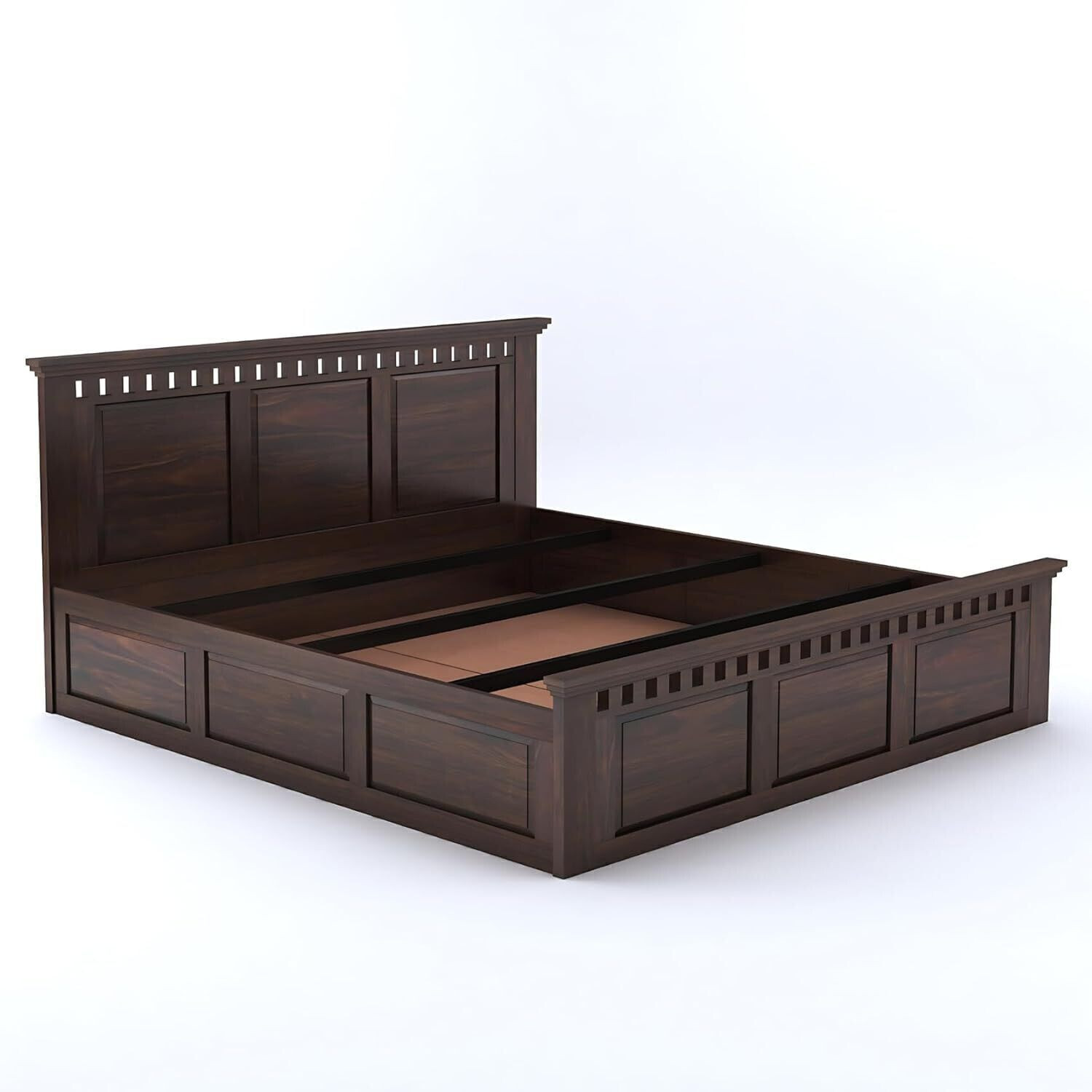 Image of SONA ART & CRAFTS Kuber Sheesham Wood King Size Bed with Storage Box Solid Wood King Box Bed, 208 cm x 190 cm (6.82 ft x 6.23 ft)