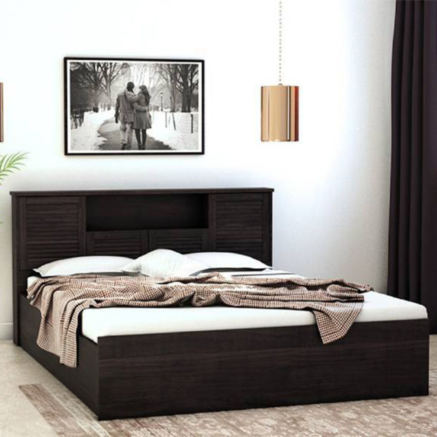 Image of Hometown Bolton Engineered Wood Queen Box Bed, 219 cm x 160 cm (7.19 ft x 5.25 ft)