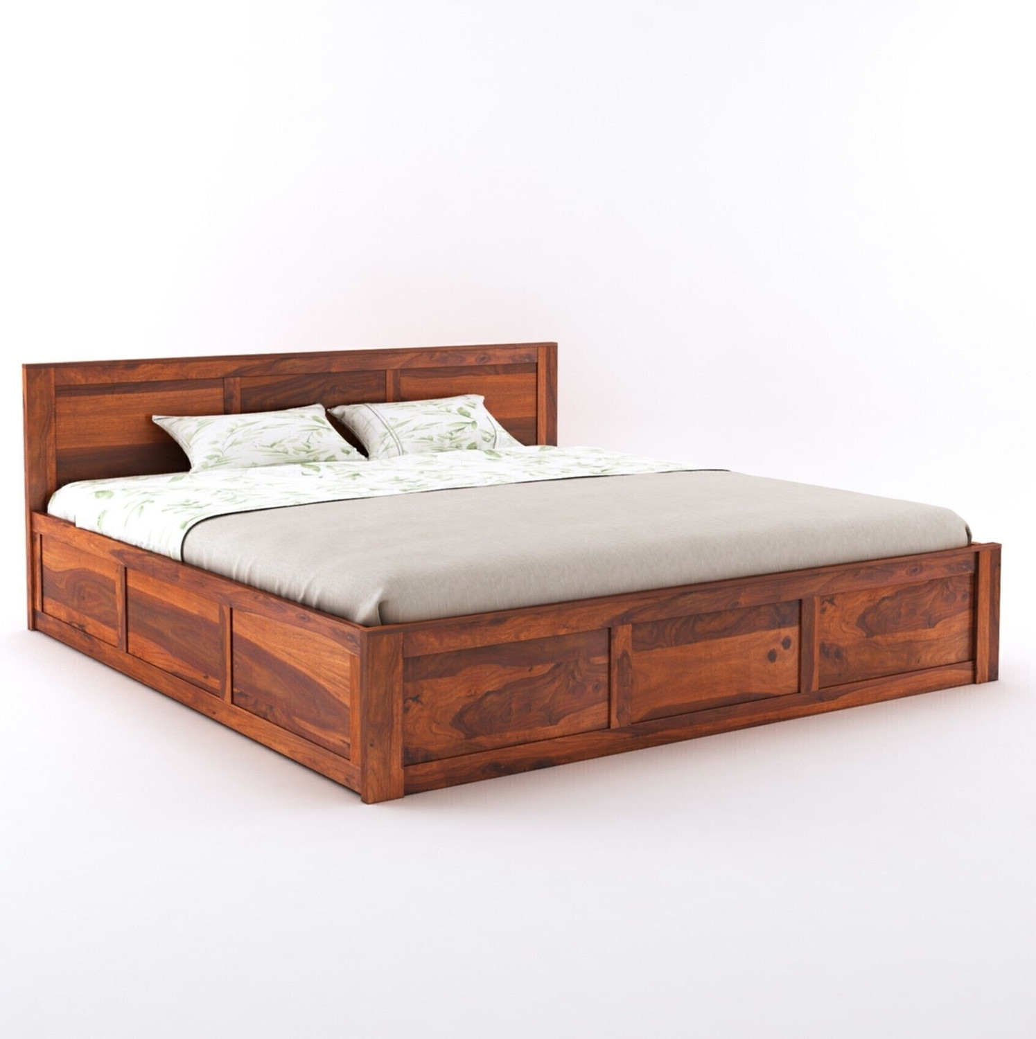 Image of GOYALINTERIOR Sheesham Wood Queen Bed /Wooden Palaung /Cot With Hydraulic Storage For Home Solid Wood Queen Hydraulic Bed, 205 cm x 160 cm (6.73 ft x 5.25 ft)