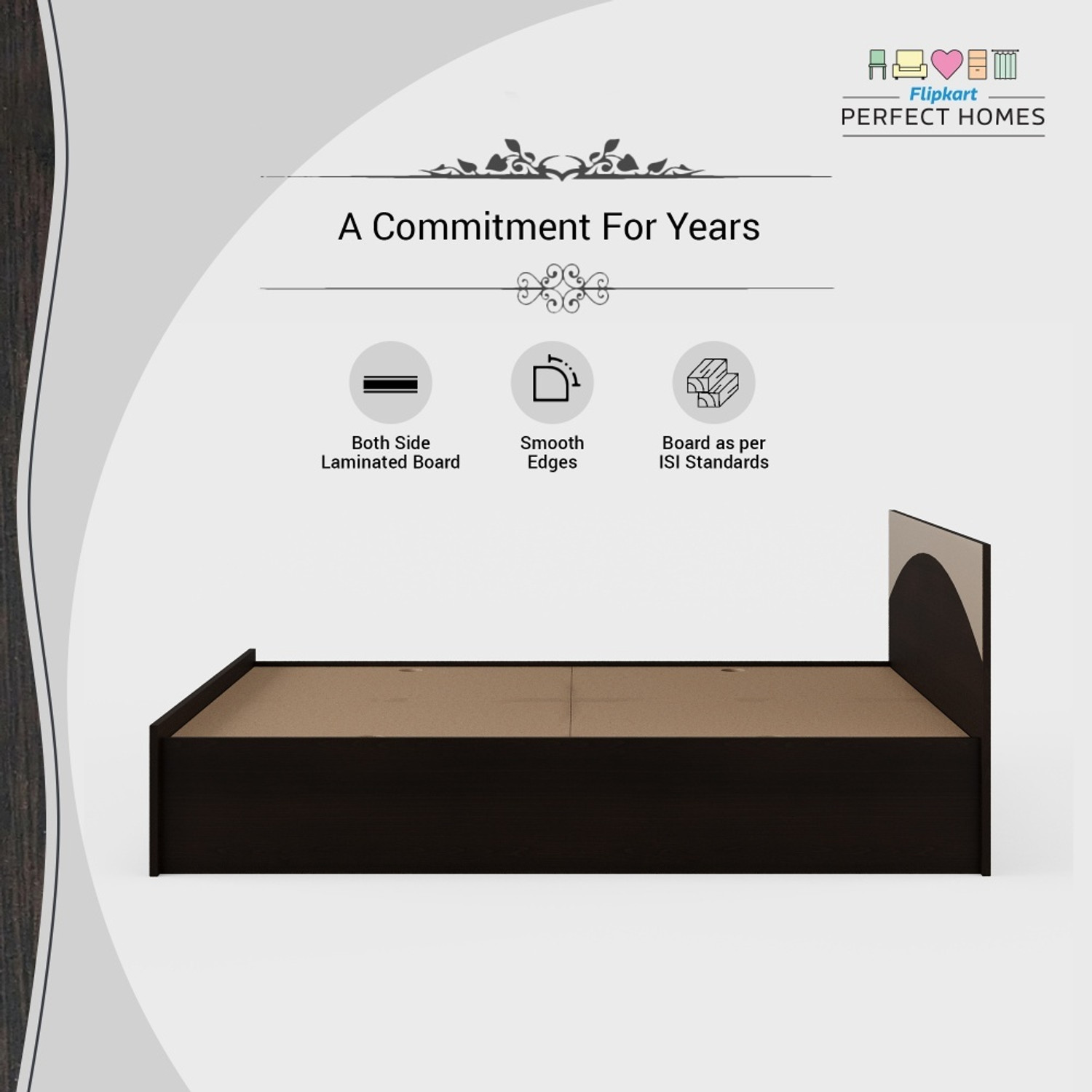 Image of Flipkart Perfect Homes Imperia Engineered Wood Queen Box Bed, 187 cm x 159 cm (6.14 ft x 5.22 ft) (Finish Color - Flowery Wenge Dark SIB, Delivery Condition - Knock Down)