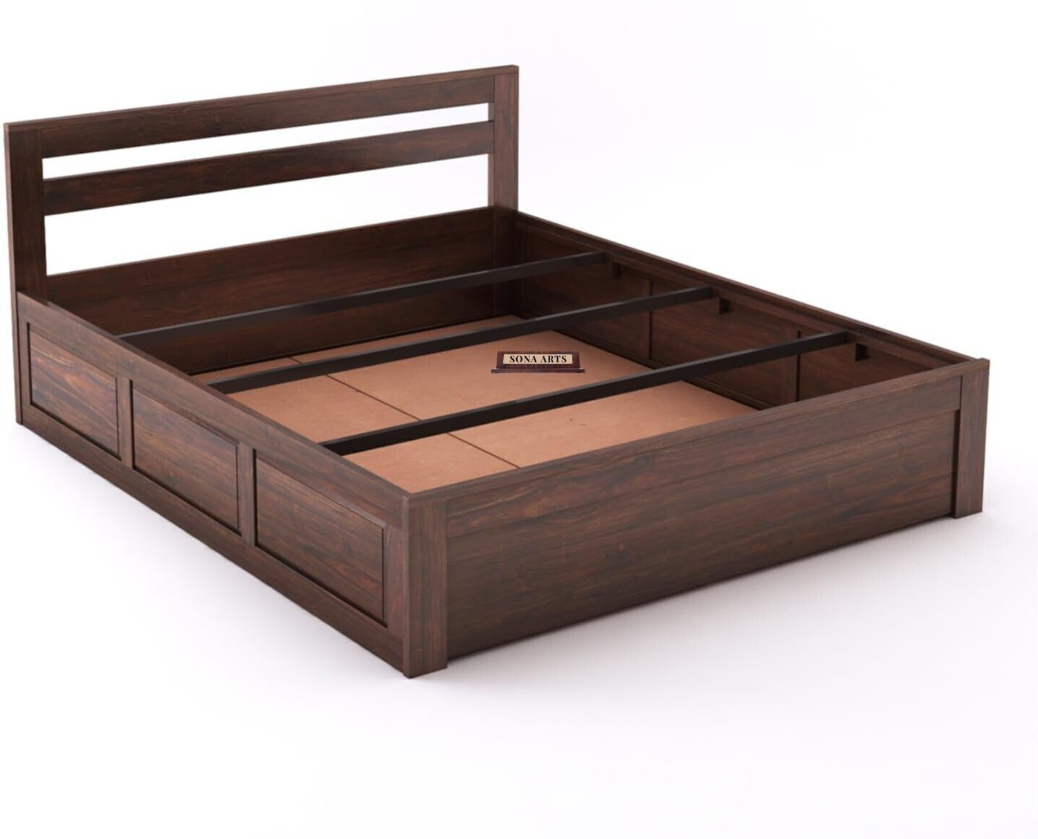 Image of SONA ART & CRAFTS Eros Sheesham Wood King Size Bed with Storage Box Solid Wood King Box Bed, 205.74 cm x 187.96 cm (6.75 ft x 6.17 ft)