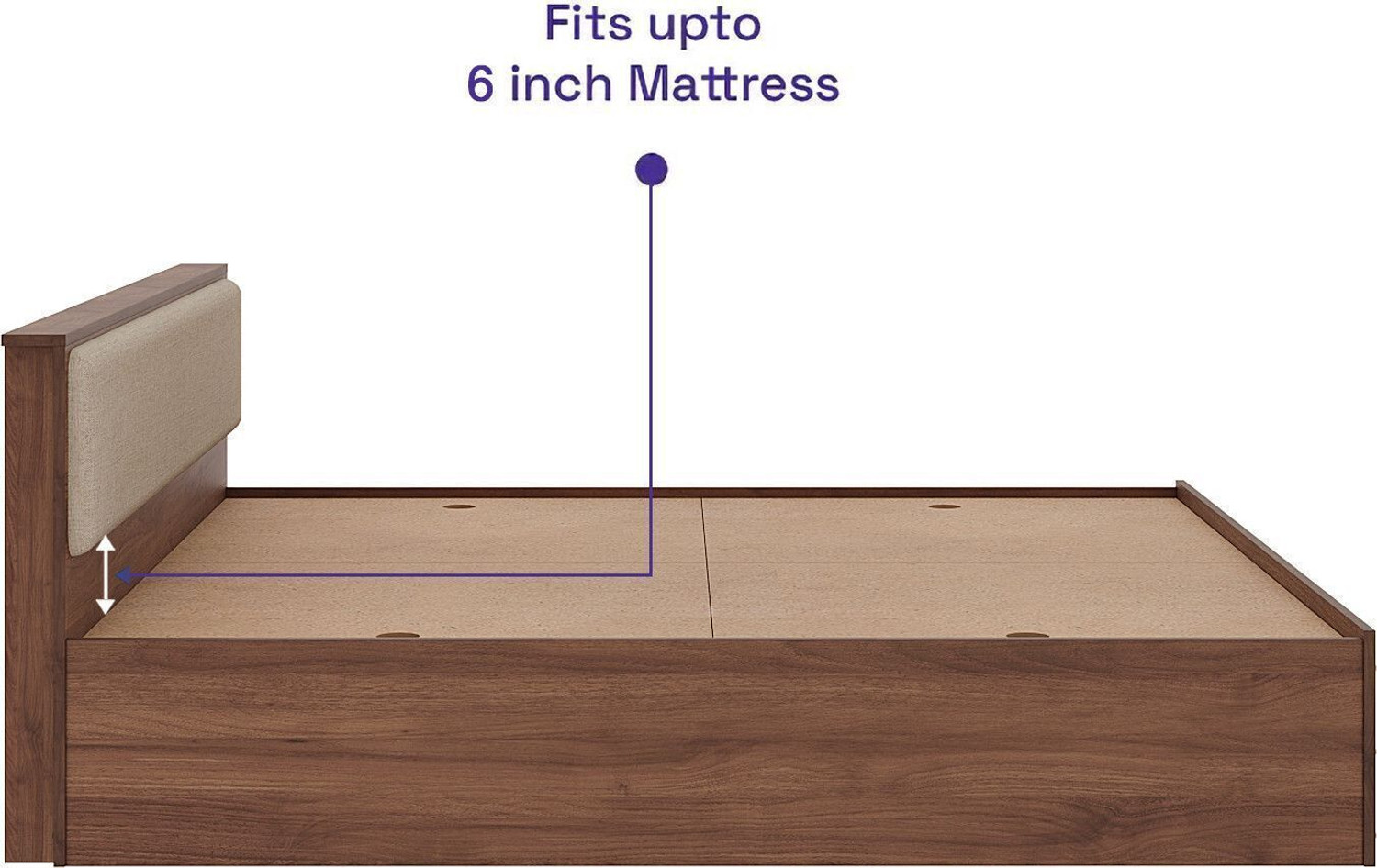 Image of Wakefit Taurus Engineered Wood Queen Hydraulic Bed, 210 cm x 160 cm (6.89 ft x 5.25 ft)