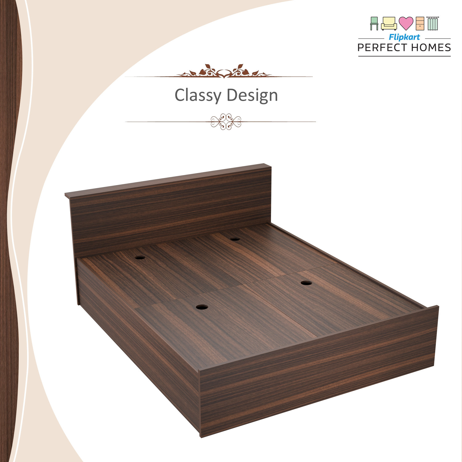 Image of Flipkart Perfect Homes Elysian Engineered Wood Queen Box Bed, 159 cm x 203.8 cm (5.22 ft x 6.69 ft)